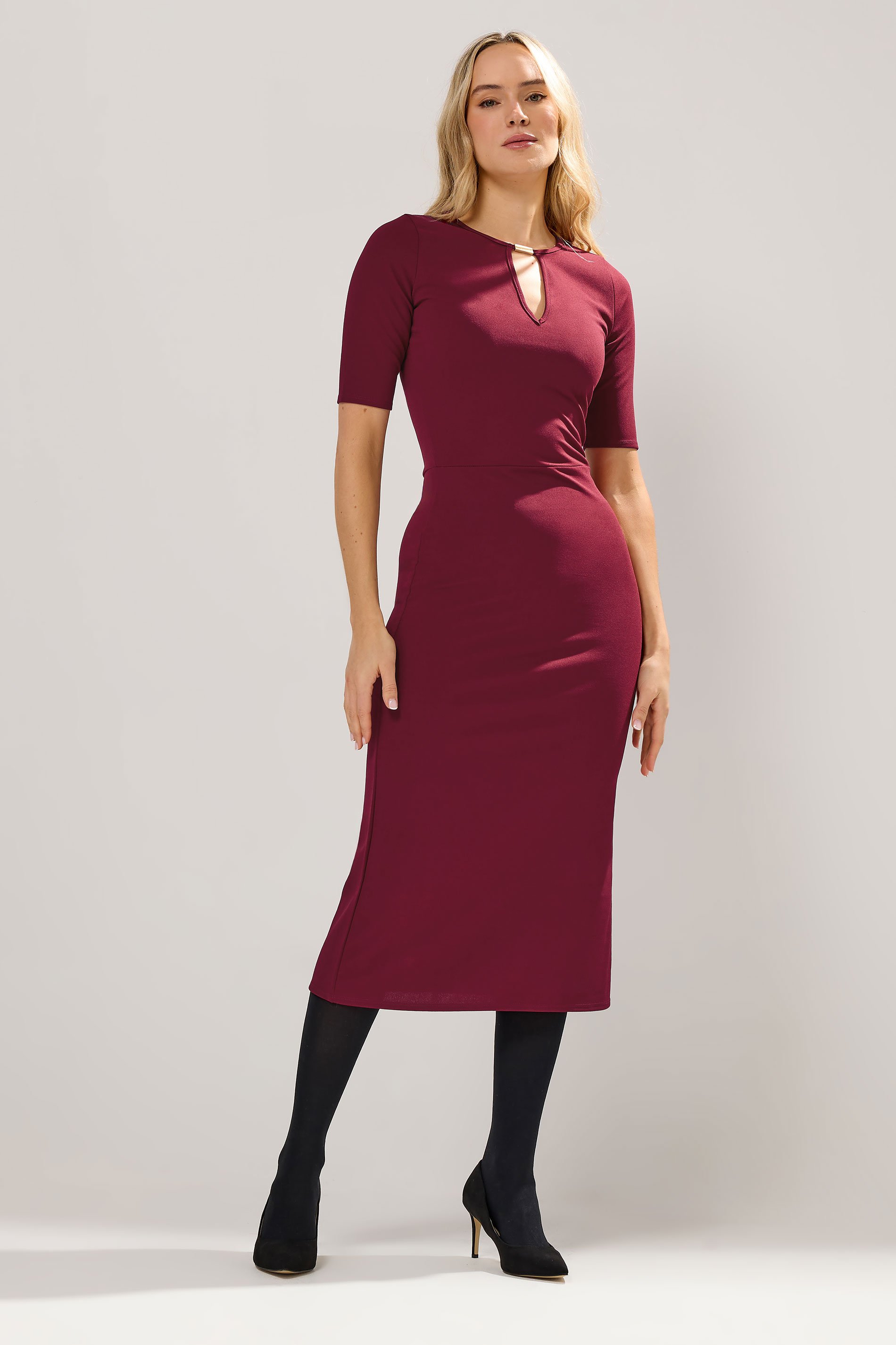 LTS Tall Red Keyhole Midi Dress | Long Tall Sally 1