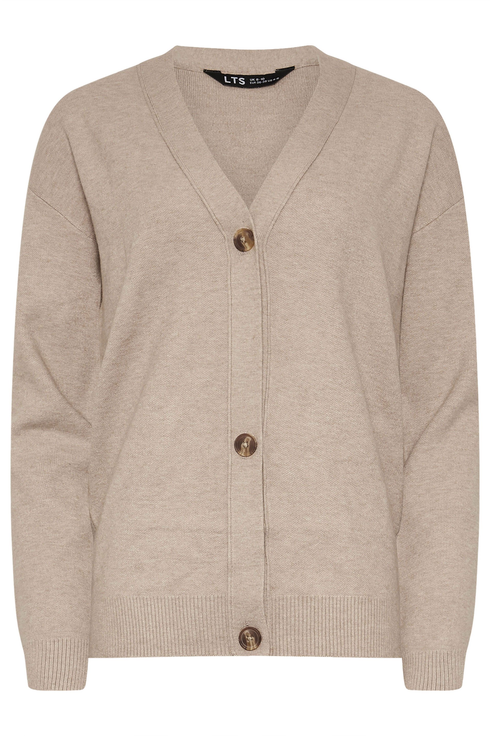 LTS PREMIUM Tall Stone Brown V-Neck Cardigan | Long Tall Sally 5