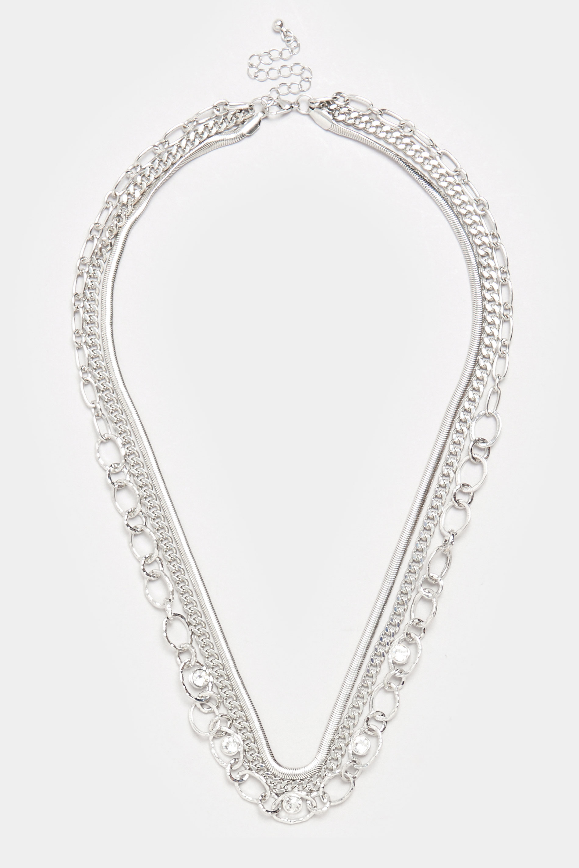 Silver Tone Double Layer Tear Drop Necklace | Yours Clothing 2