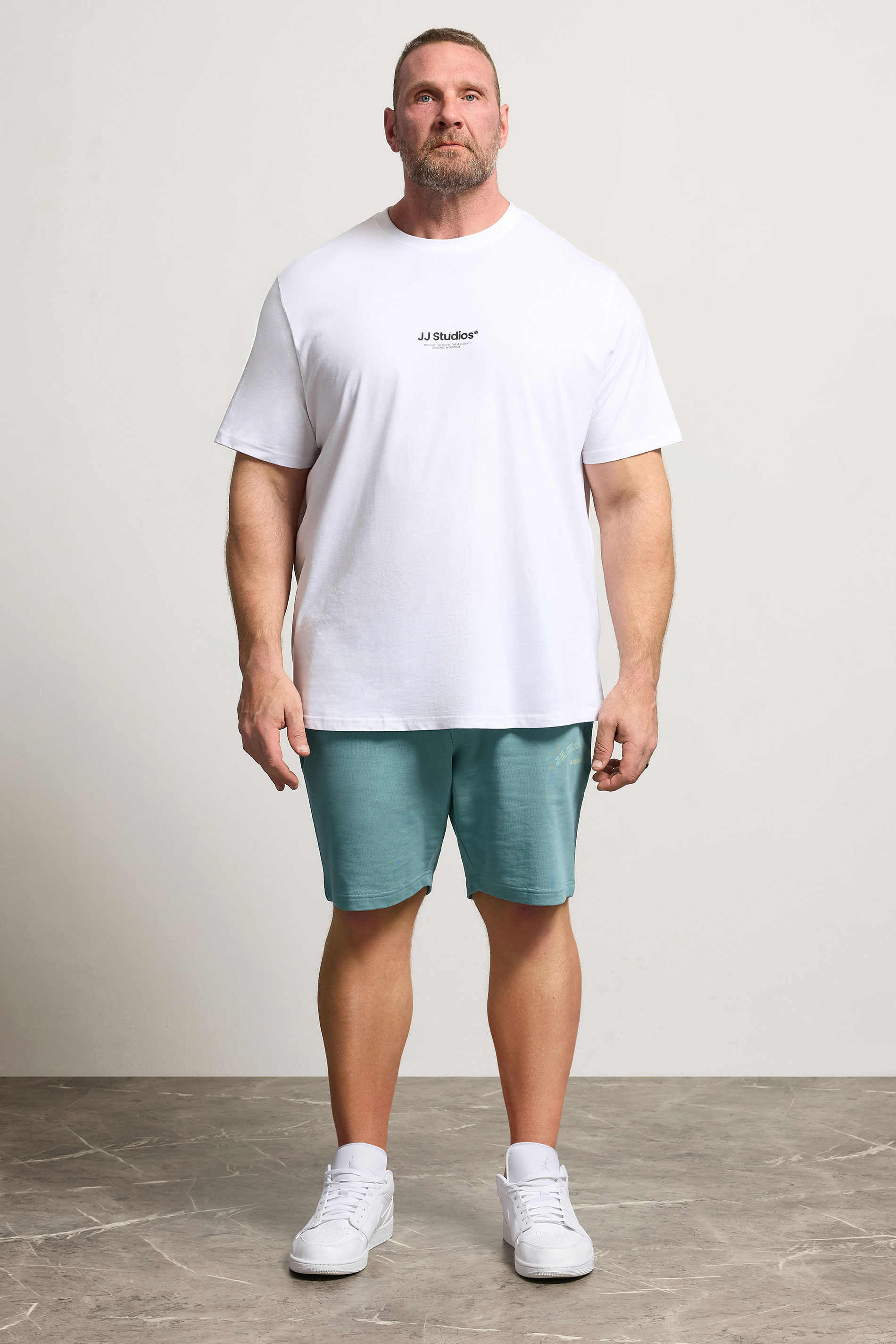 JACK & JONES Big & Tall Mineral Blue Jogger Sweat Shorts | BadRhino 1