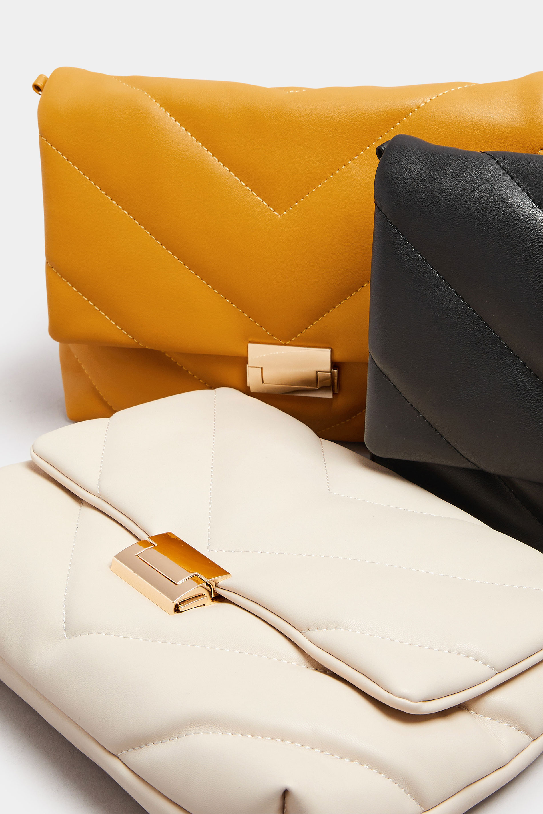 White Faux Leather Quilted Shoulder Bag | Yours Clothing 8