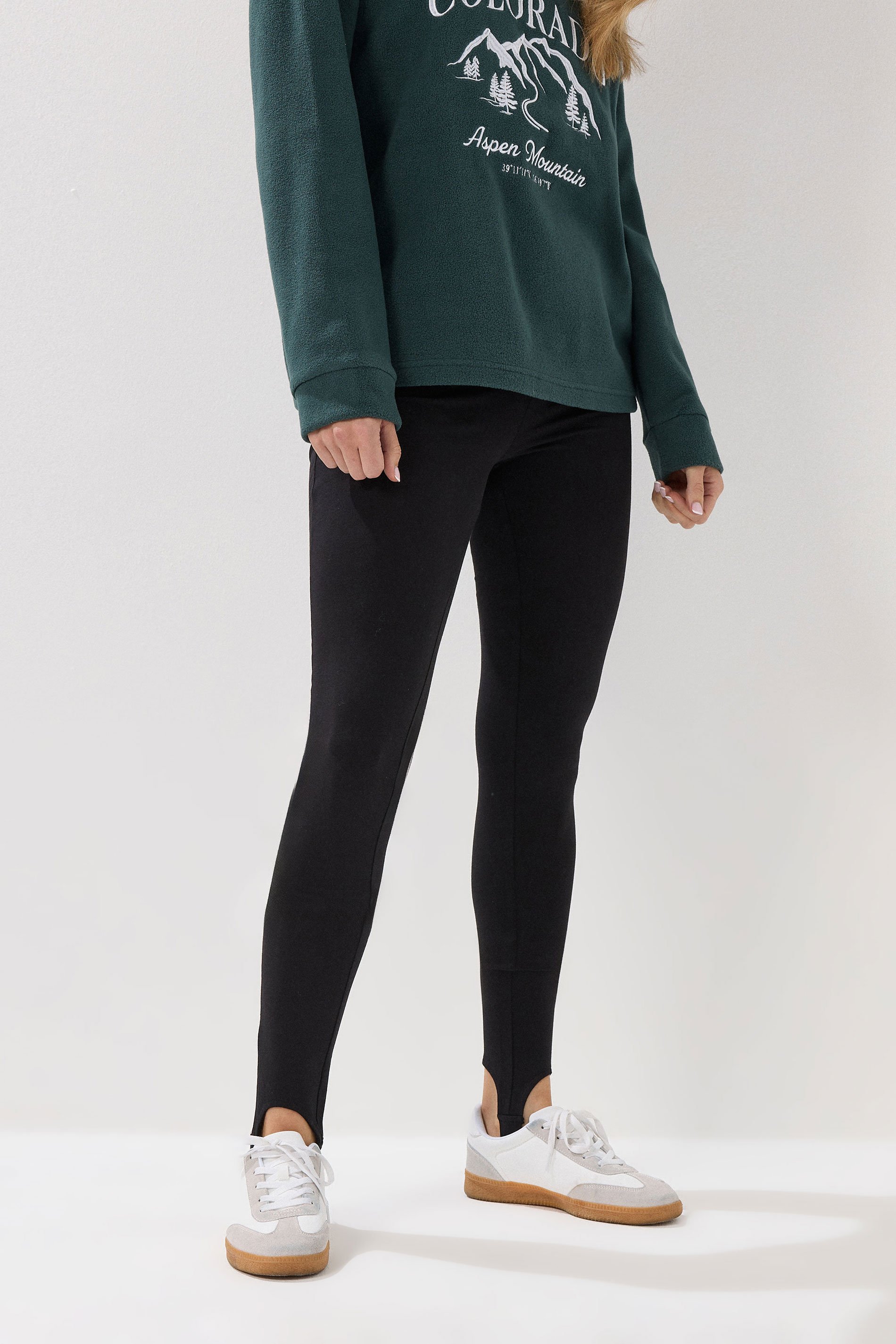 LTS Tall Black Cotton Stirrup Leggings | Long Tall Sally 2