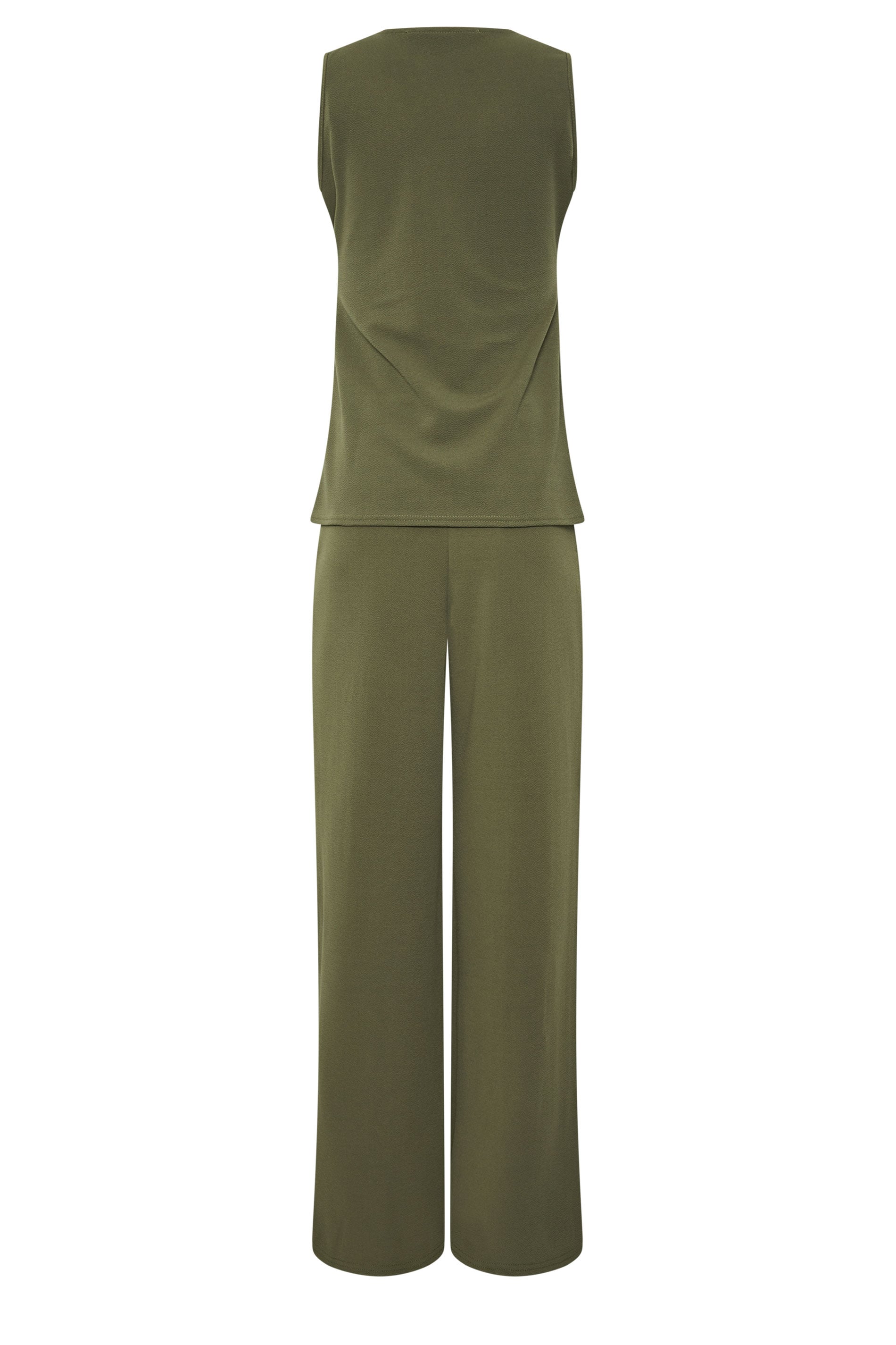 LTS Tall Women's Set Khaki Green Textured Waistcoat & Wide Leg Trousers | Long Tall Sally 6
