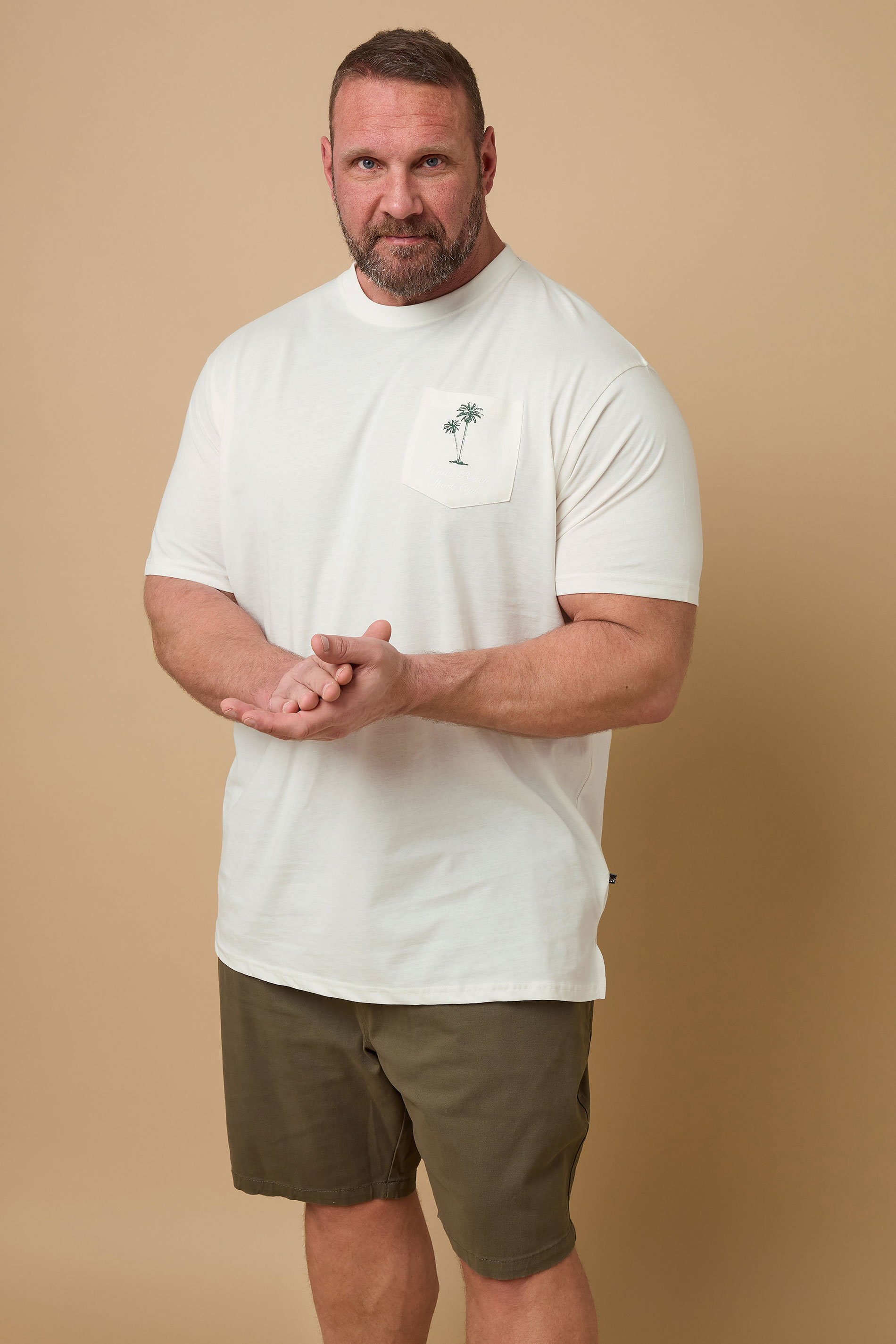 KAM Big & Tall White 'Venice Beach' Reverse Print T-Shirt | BadRhino 1