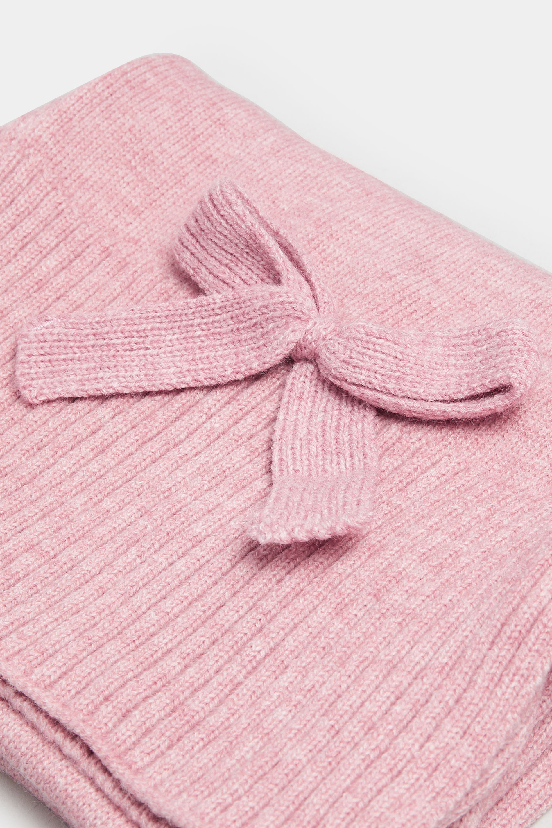 Dusky Pink Bow Detail Knitted Scarf | Yours Clothing 3
