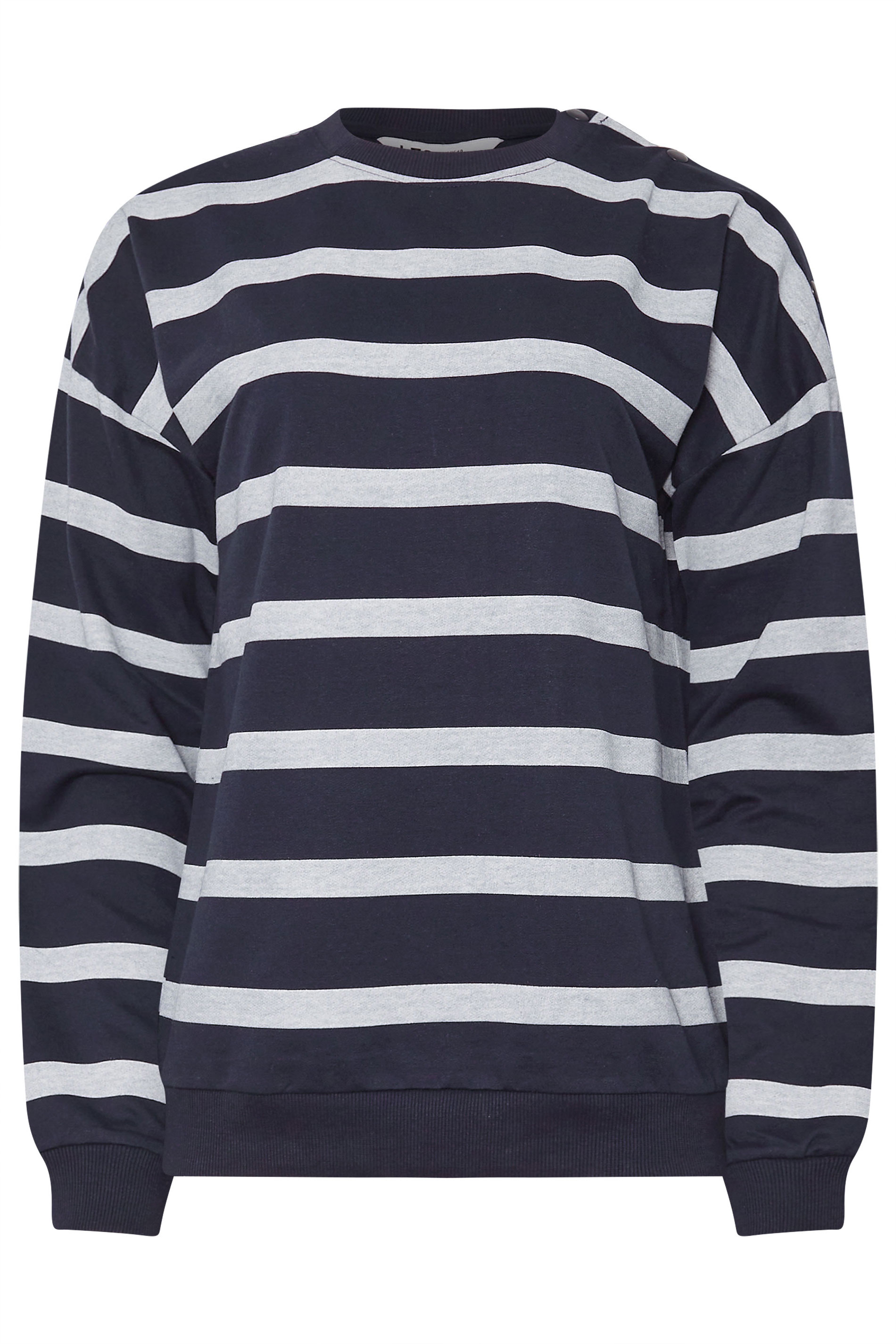 LTS Tall Navy Blue Striped Button Sweatshirt | Long Tall Sally 5