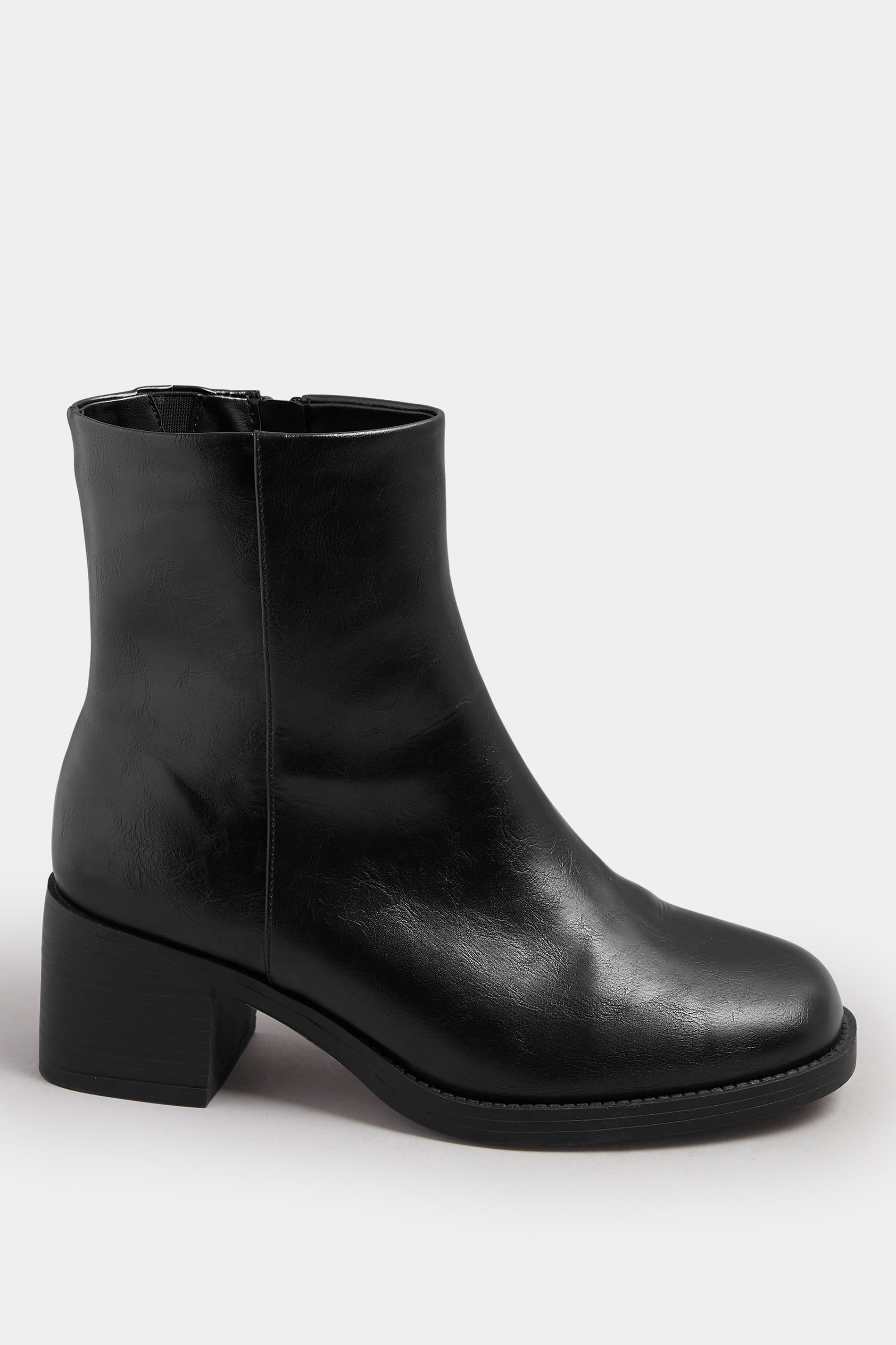 Black Faux Leather Square Toe Chelsea Boots In Extra Wide EEE Fit | Yours Clothing 4