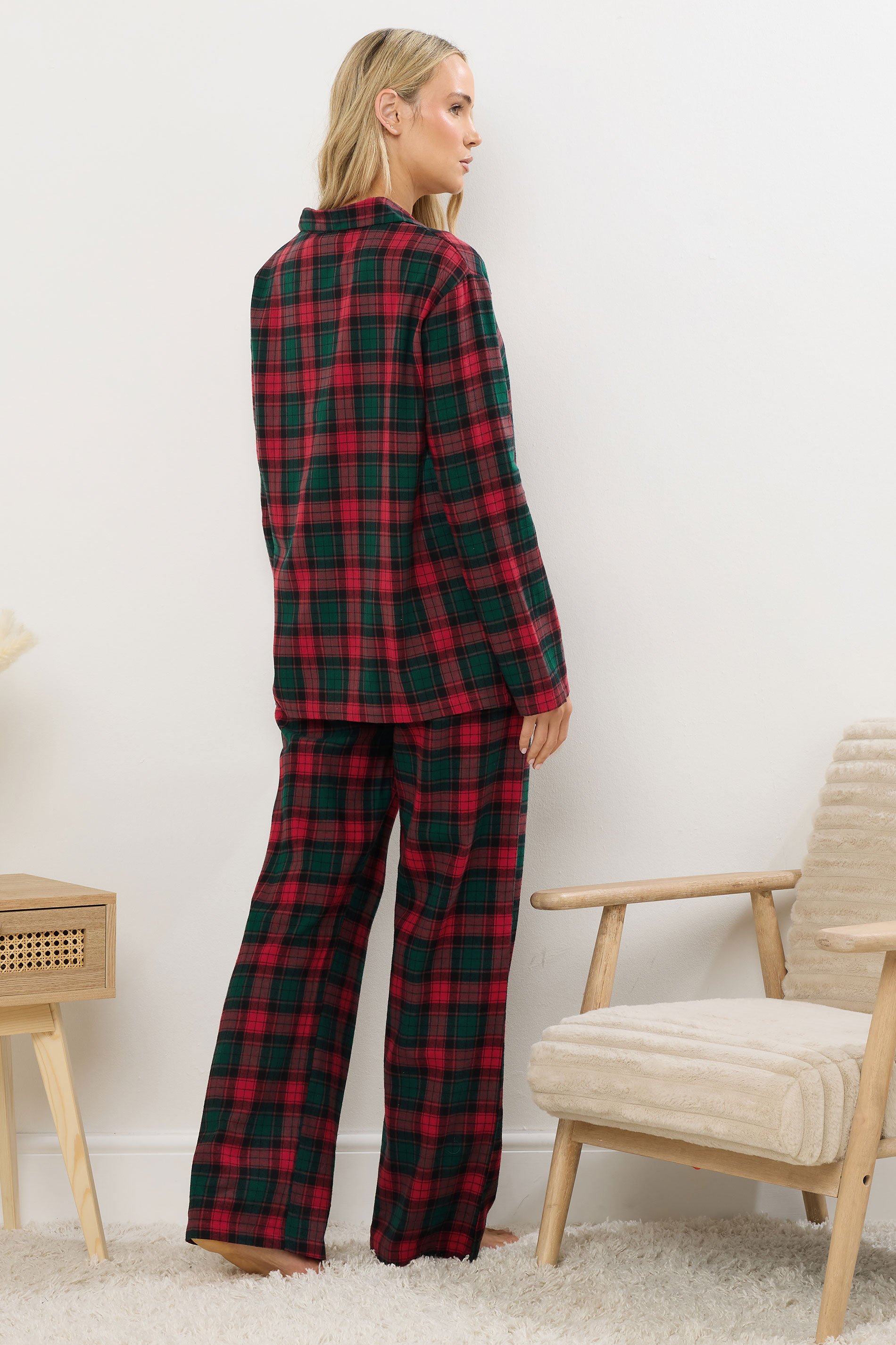LTS Tall Red & Green Cotton Check Pyjama Set | Long Tall Sally 4