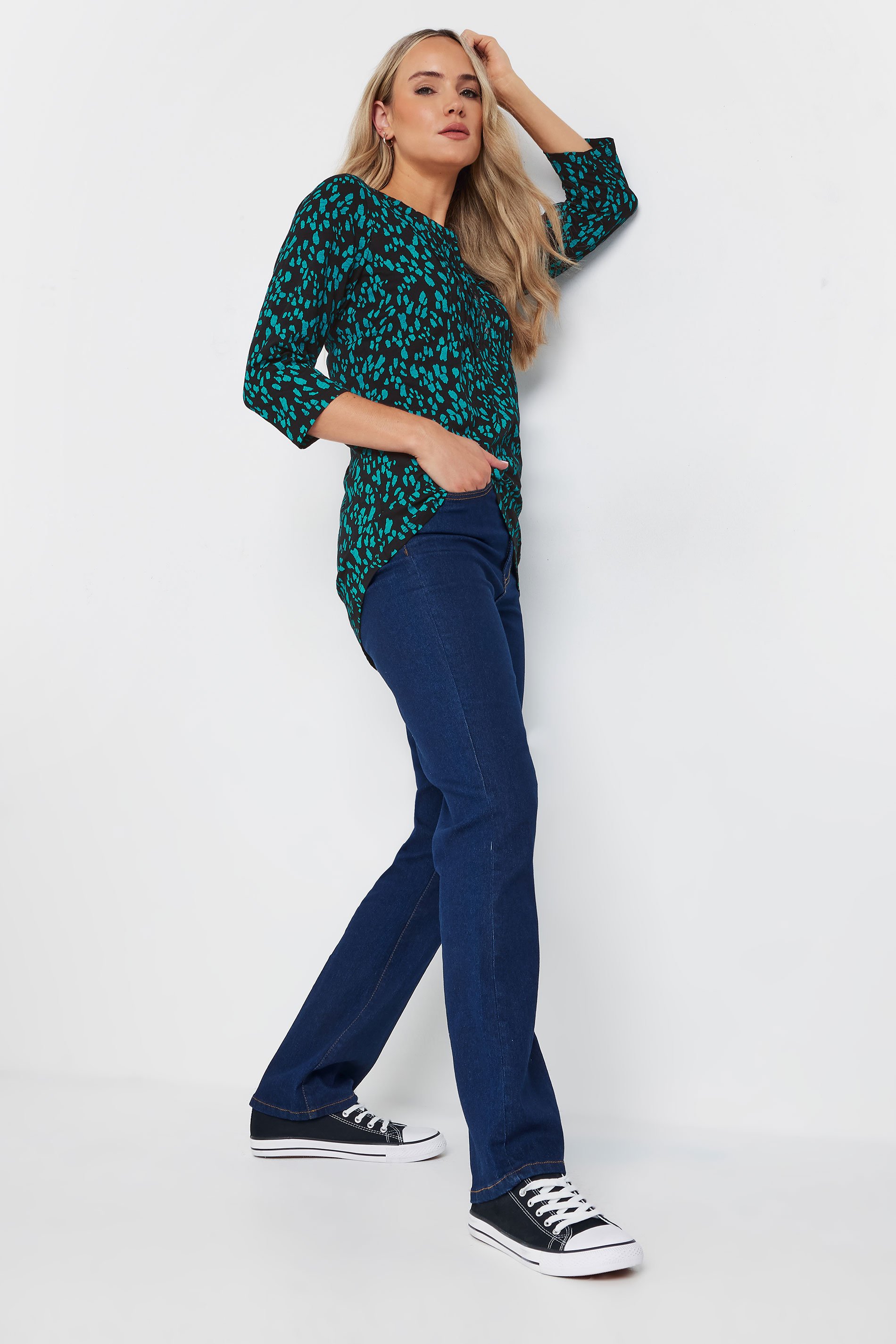 LTS Tall 2 PACK Teal Blue & Grey Henley Tops | Long Tall Sally 4