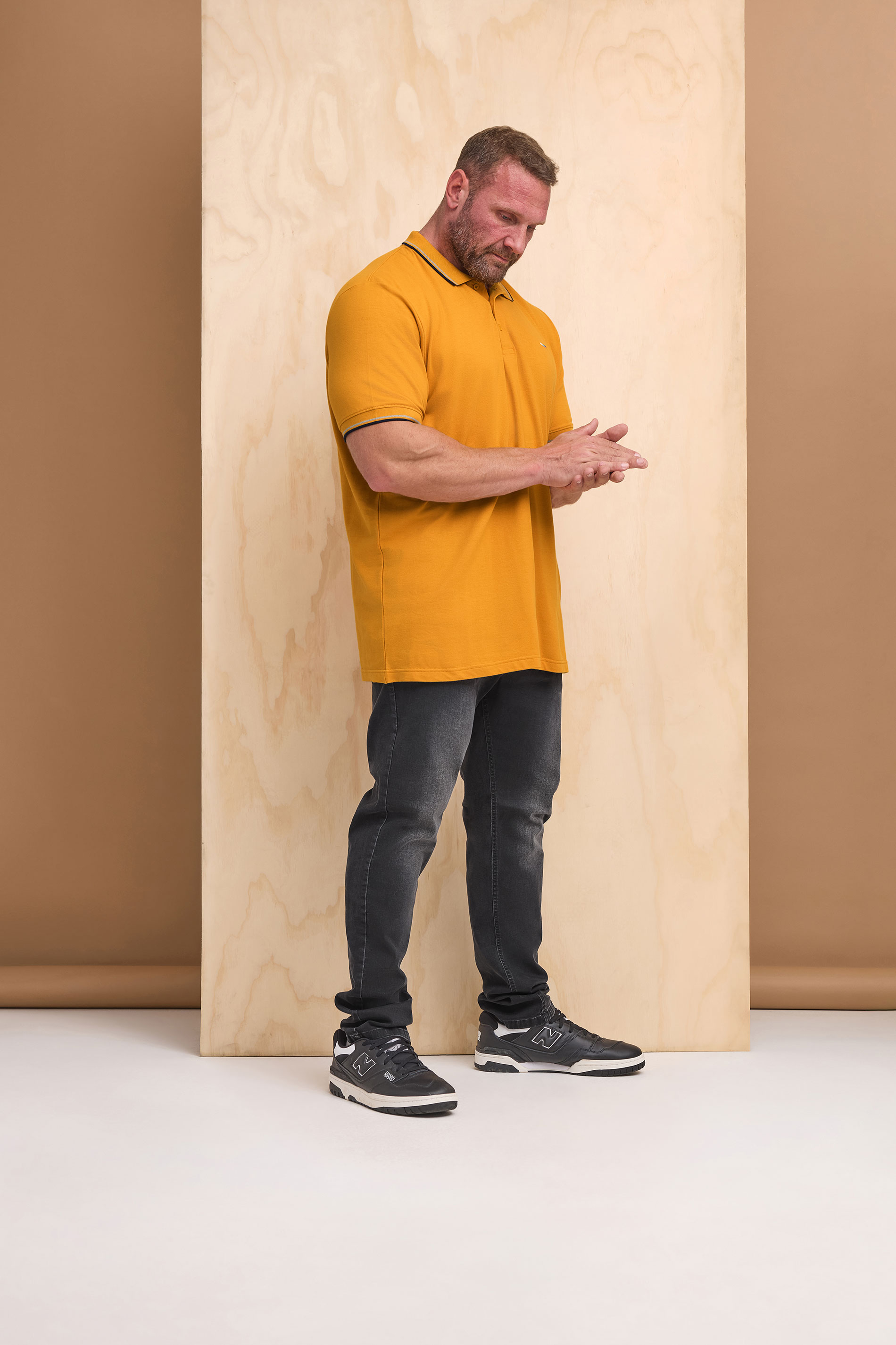 BadRhino Big & Tall Mustard Yellow Tipped Polo Shirt | BadRhino 1