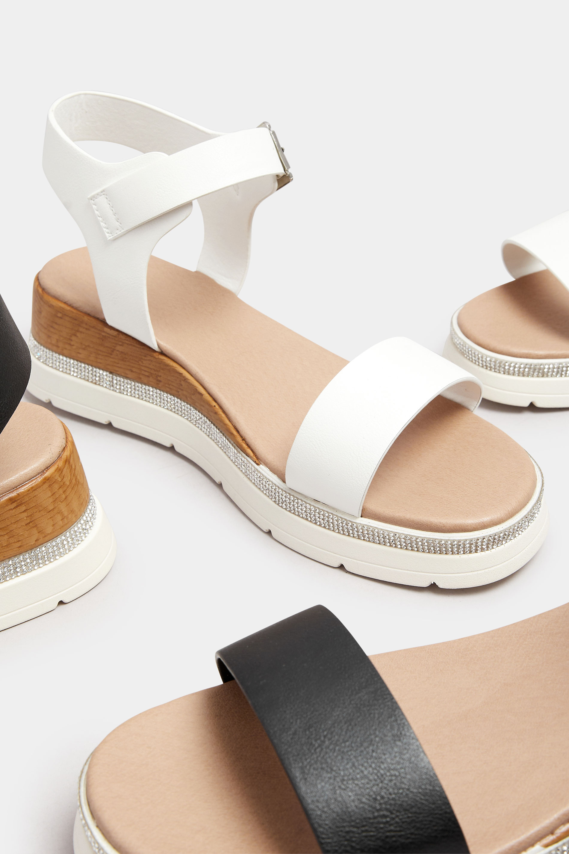 White Diamante Flatform Sandals In Wide E Fit & Extra Wide EEE Fit | Yours Clothing 6