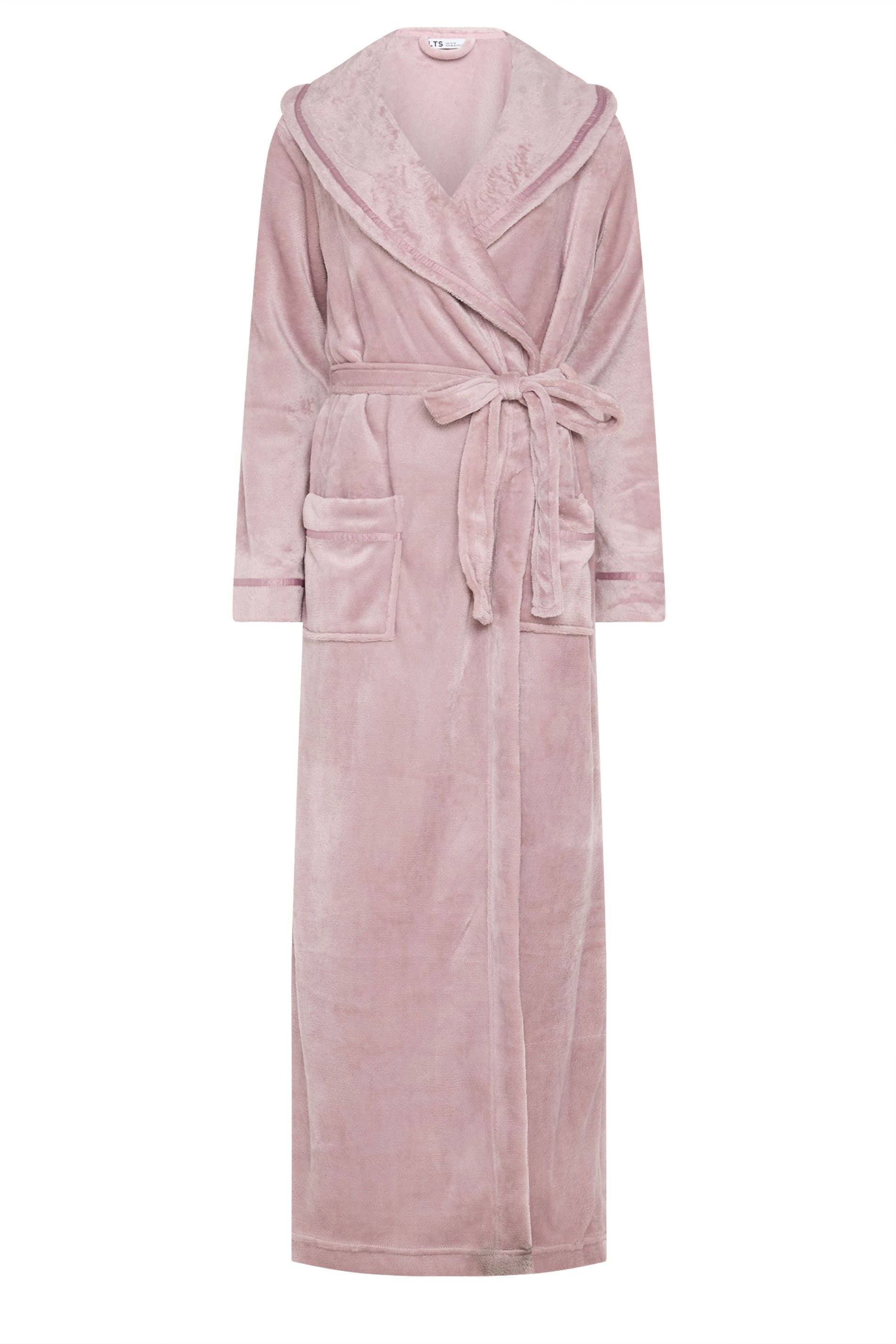 LTS Tall Light Pink Shawl Collar Maxi Dressing Gown | Long Tall Sally 6