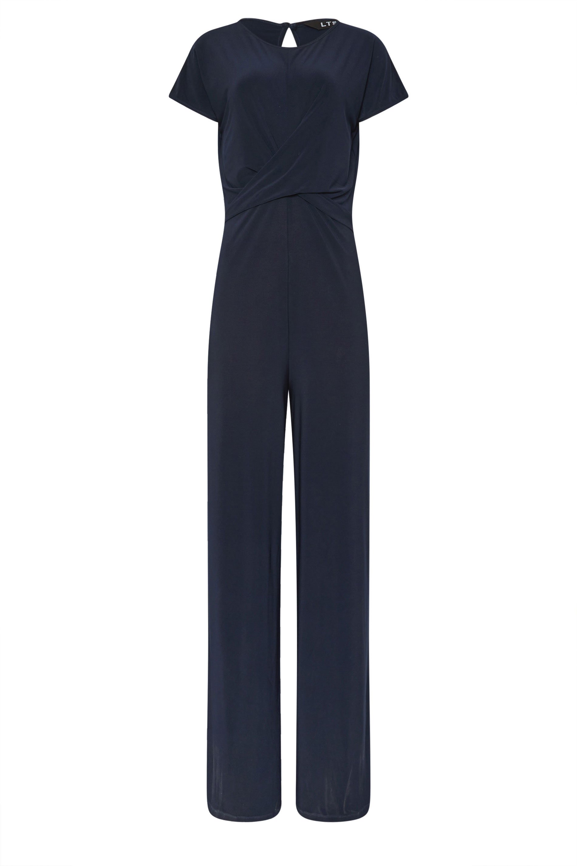 LTS Tall Navy Blue Twist Front Wide Leg Jumpsuit | Long Tall Sally 5