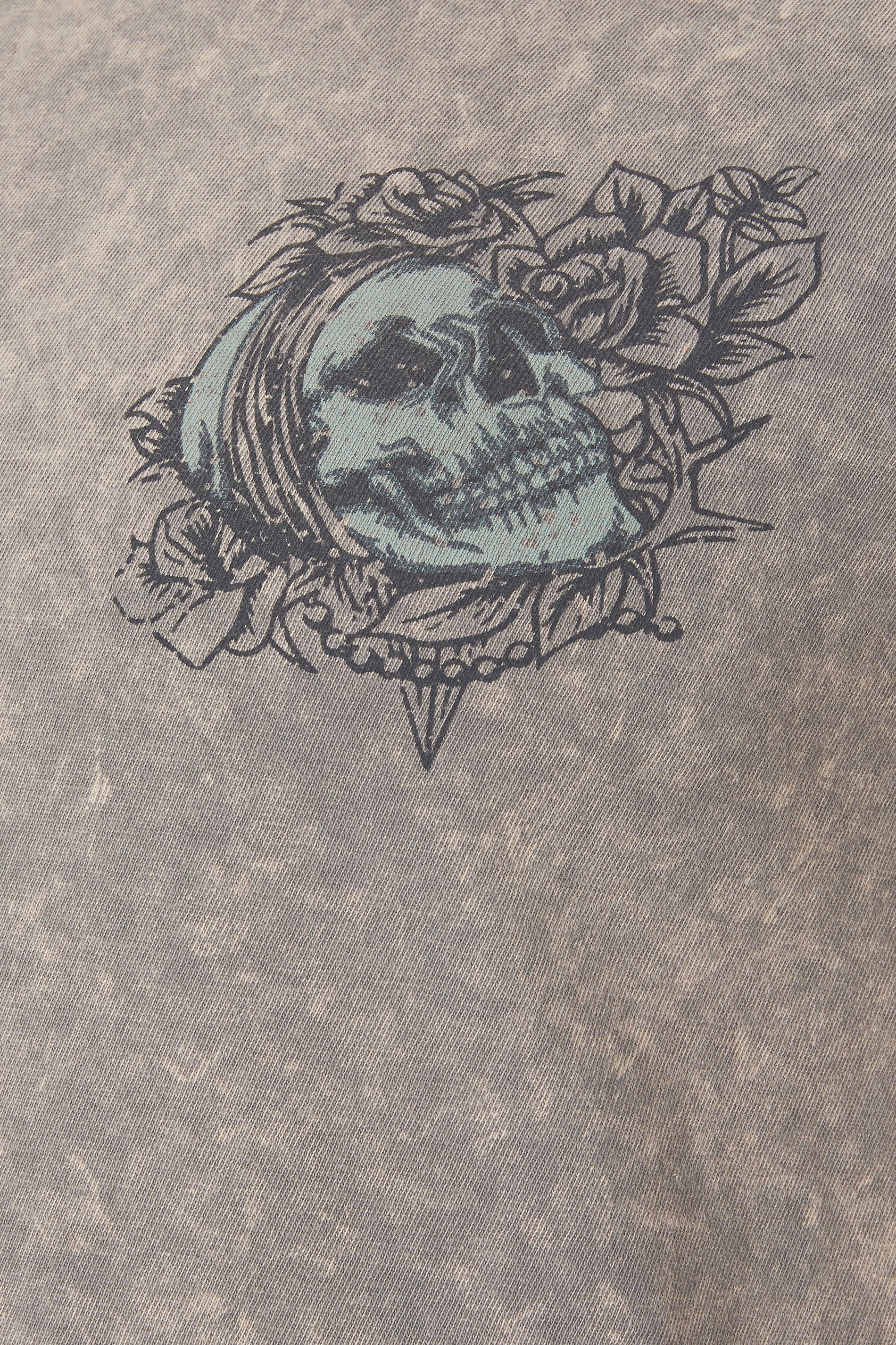 BadRhino Big & Tall Grey Acid Wash Skull Graphic T-Shirt | BadRhino 8