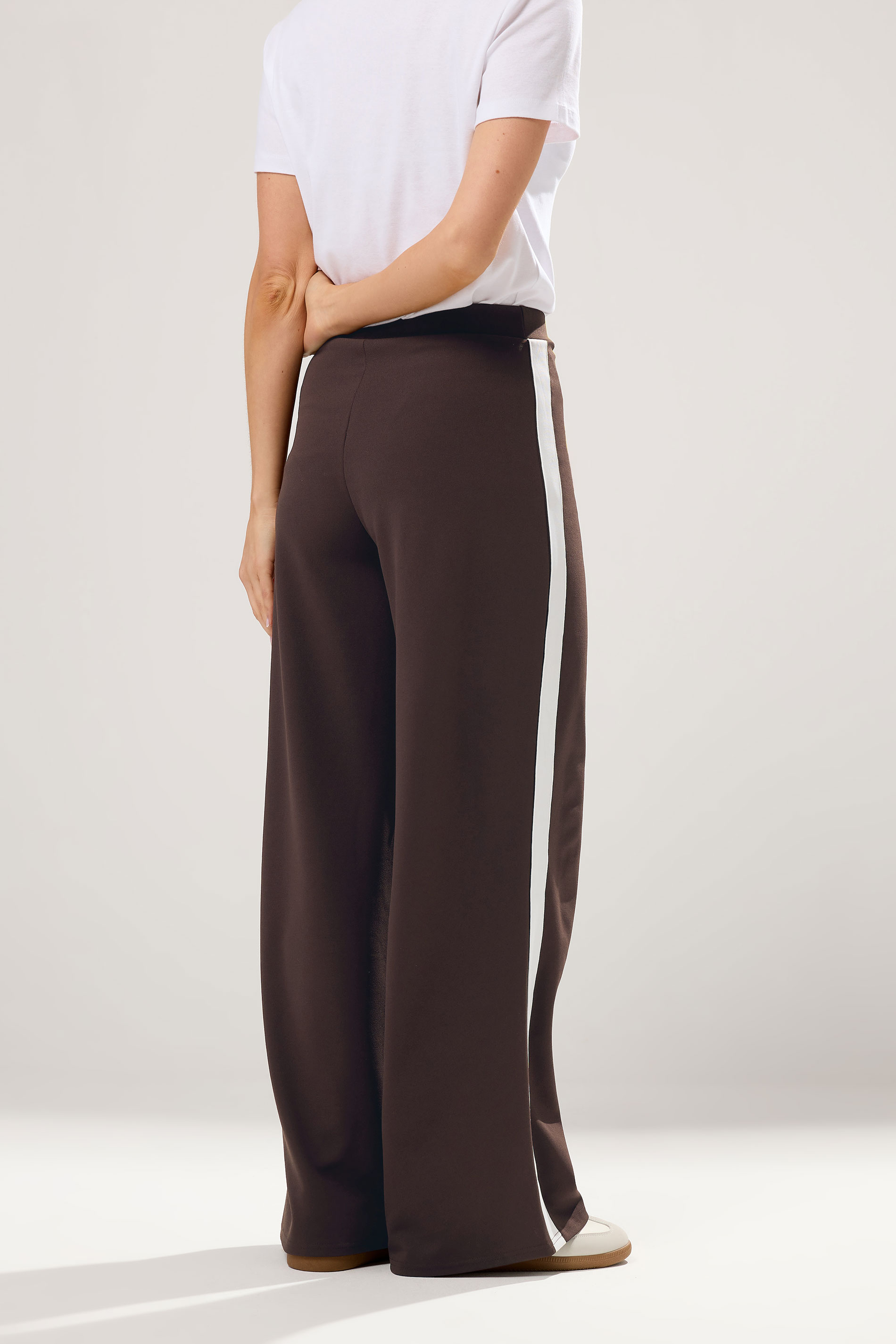 LTS Tall Brown Stripe Wide Leg Trousers | Long Tall Sally 3