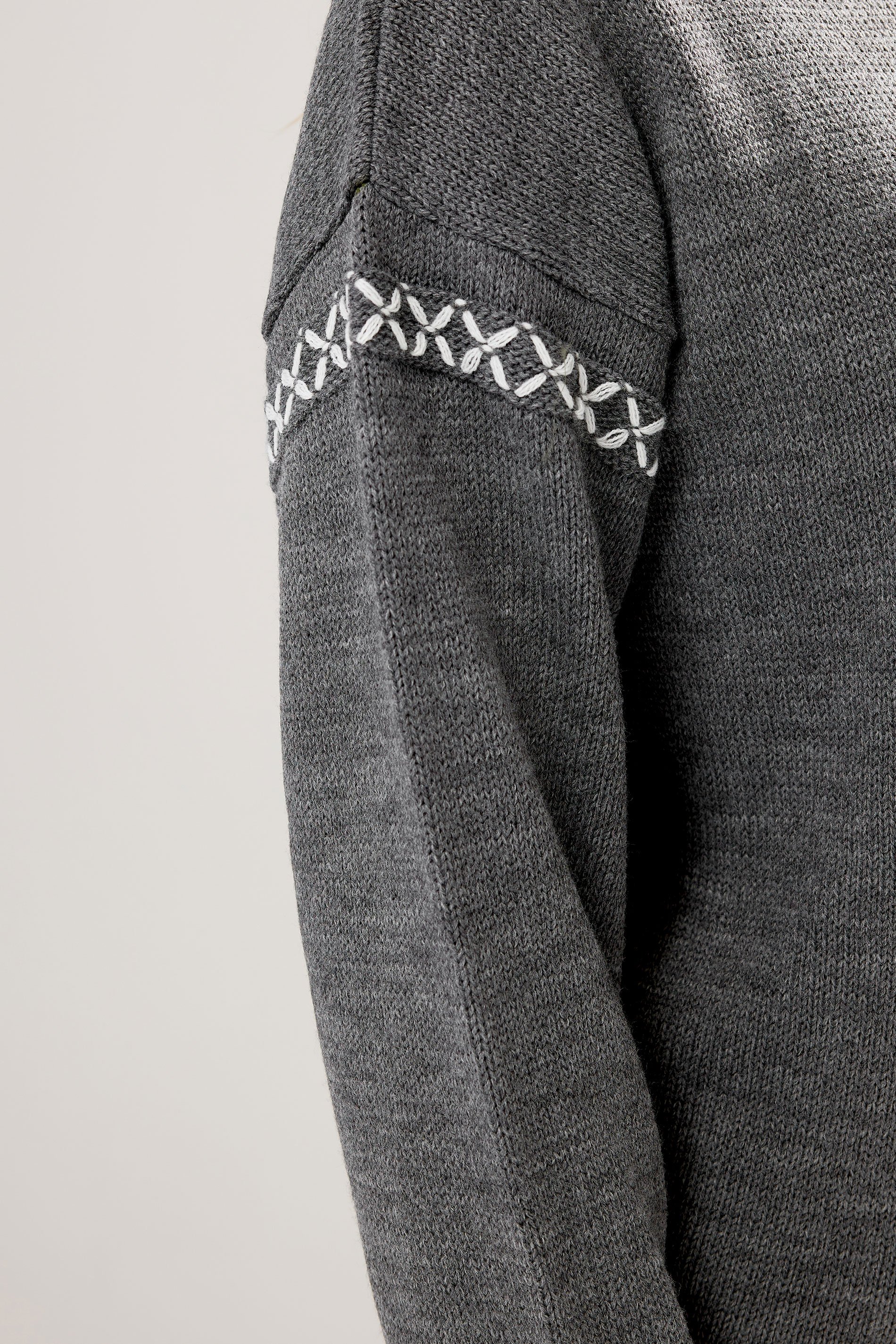 LTS Tall Grey Cross Stitch Knitted Jumper | Long Tall Sally 4