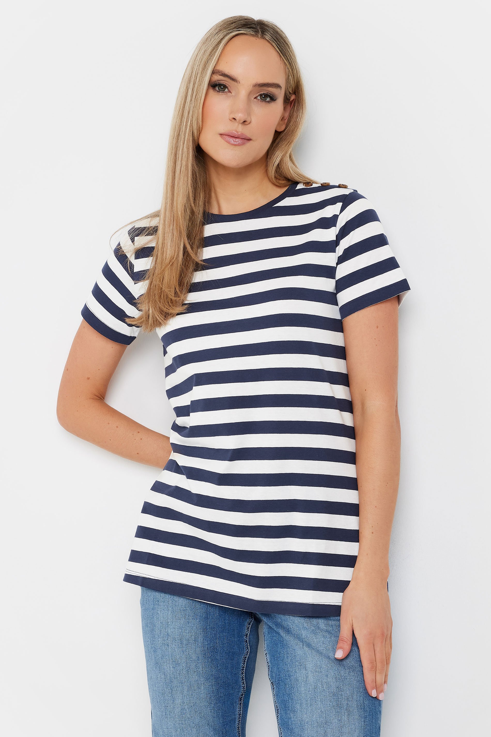 LTS Tall Navy Blue Striped T-shirt | Long Tall Sally 2
