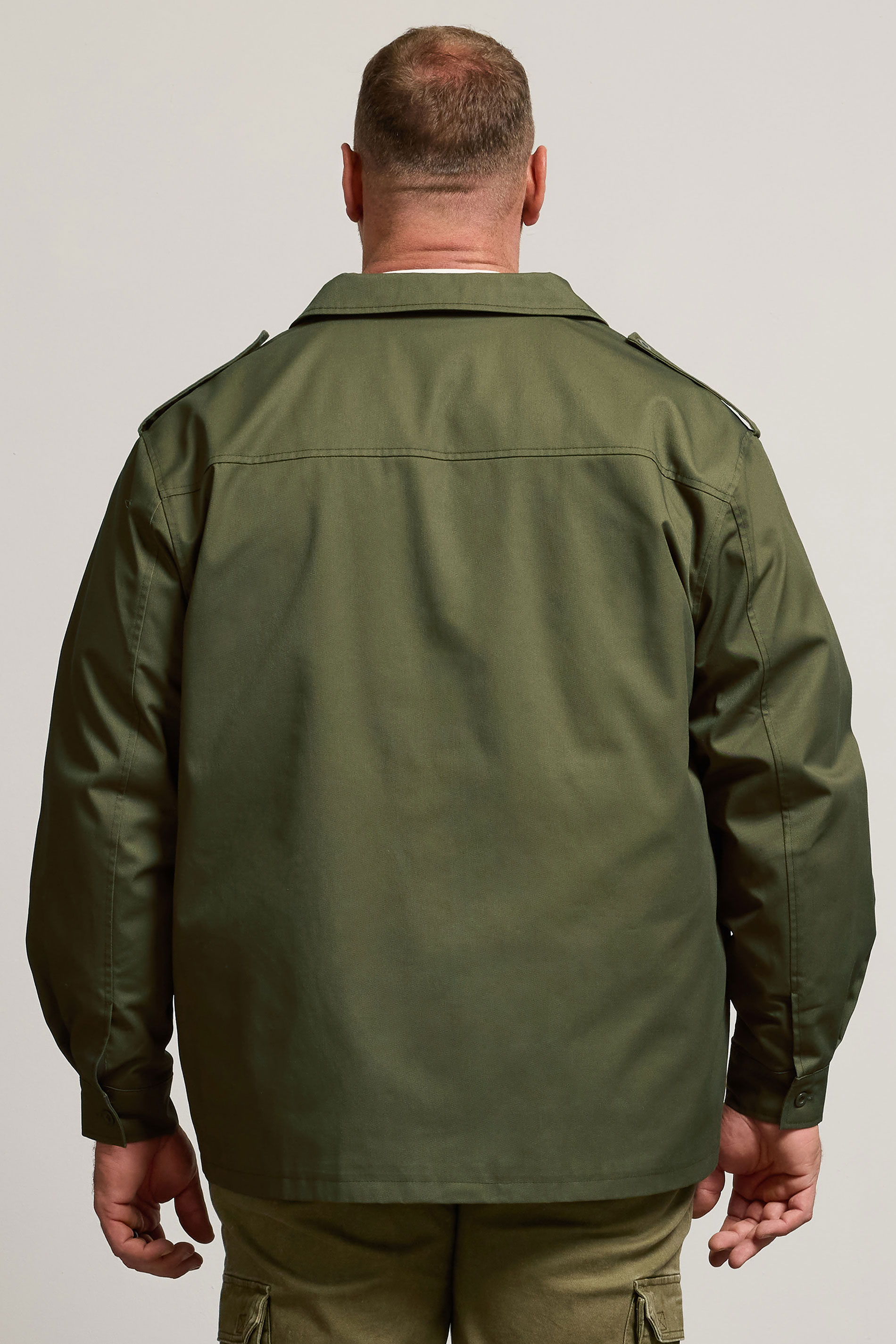 BadRhino Big & Tall Khaki Green Military Zip Through Overshirt | BadRhino 4
