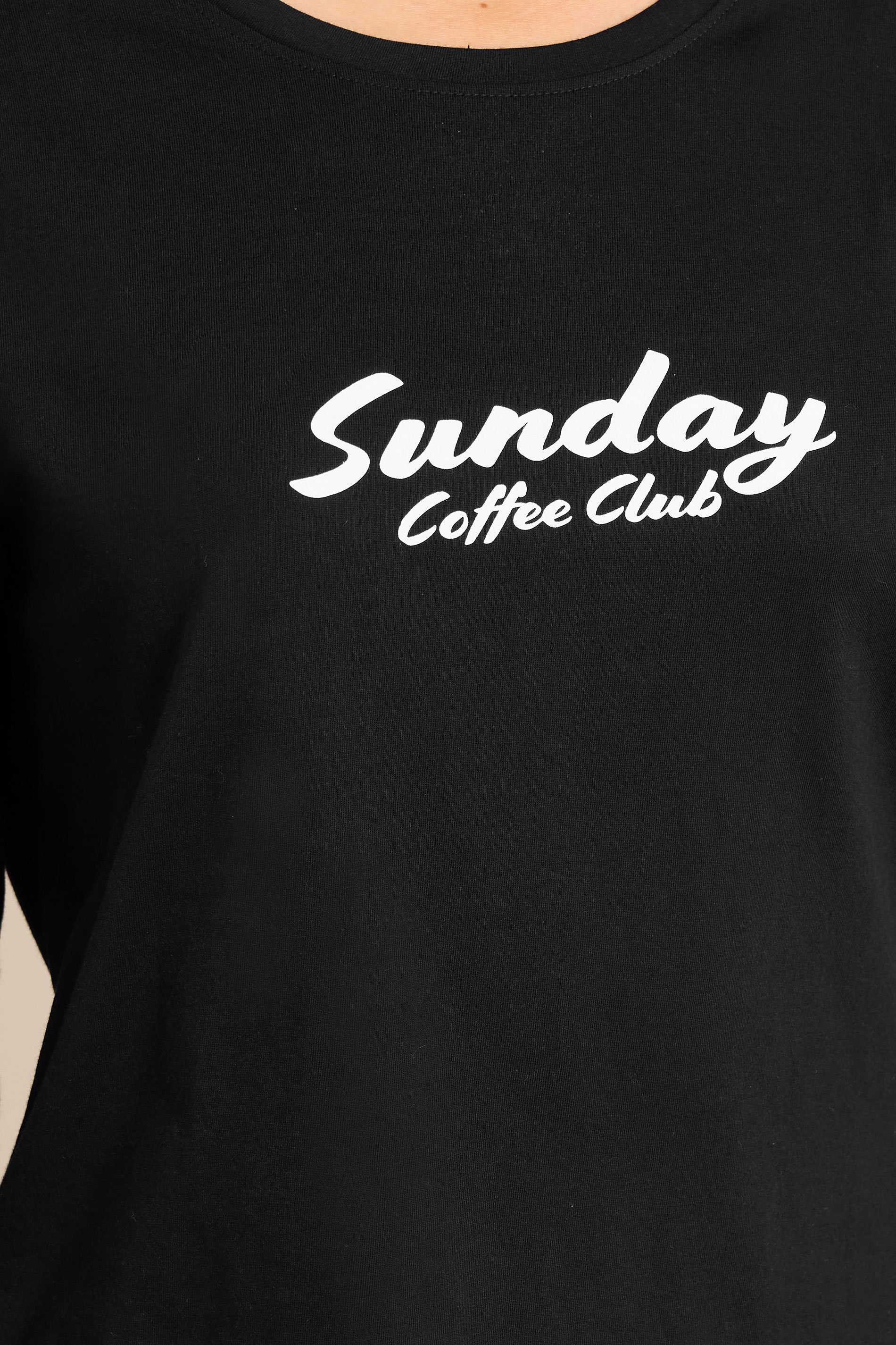 LTS Tall Black Striped 'Coffee Club' Slogan Pyjama Set | Long Tall Sally 3