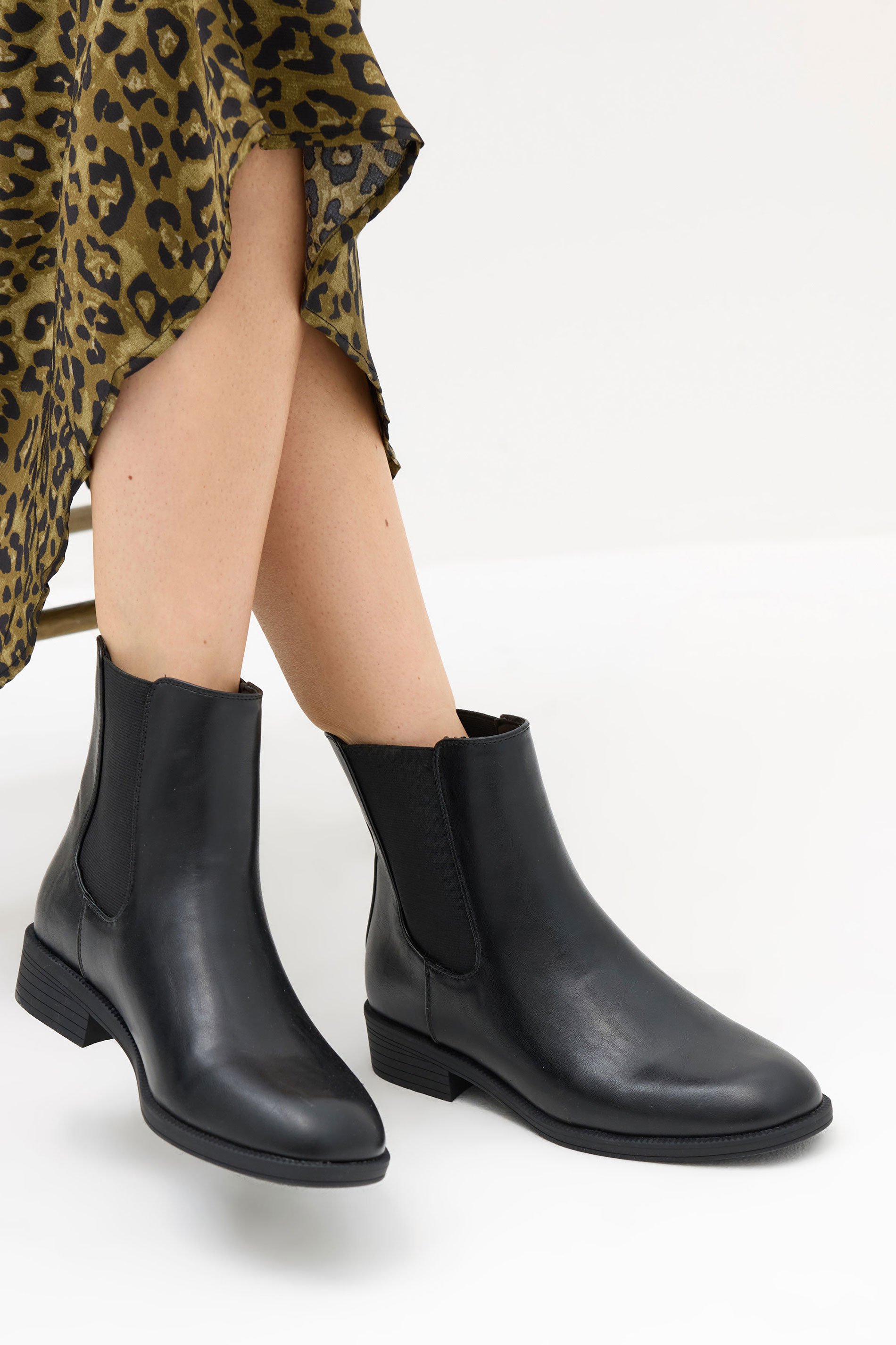 LTS Black Chelsea Ankle Boots In Standard Fit | Long Tall Sally 1