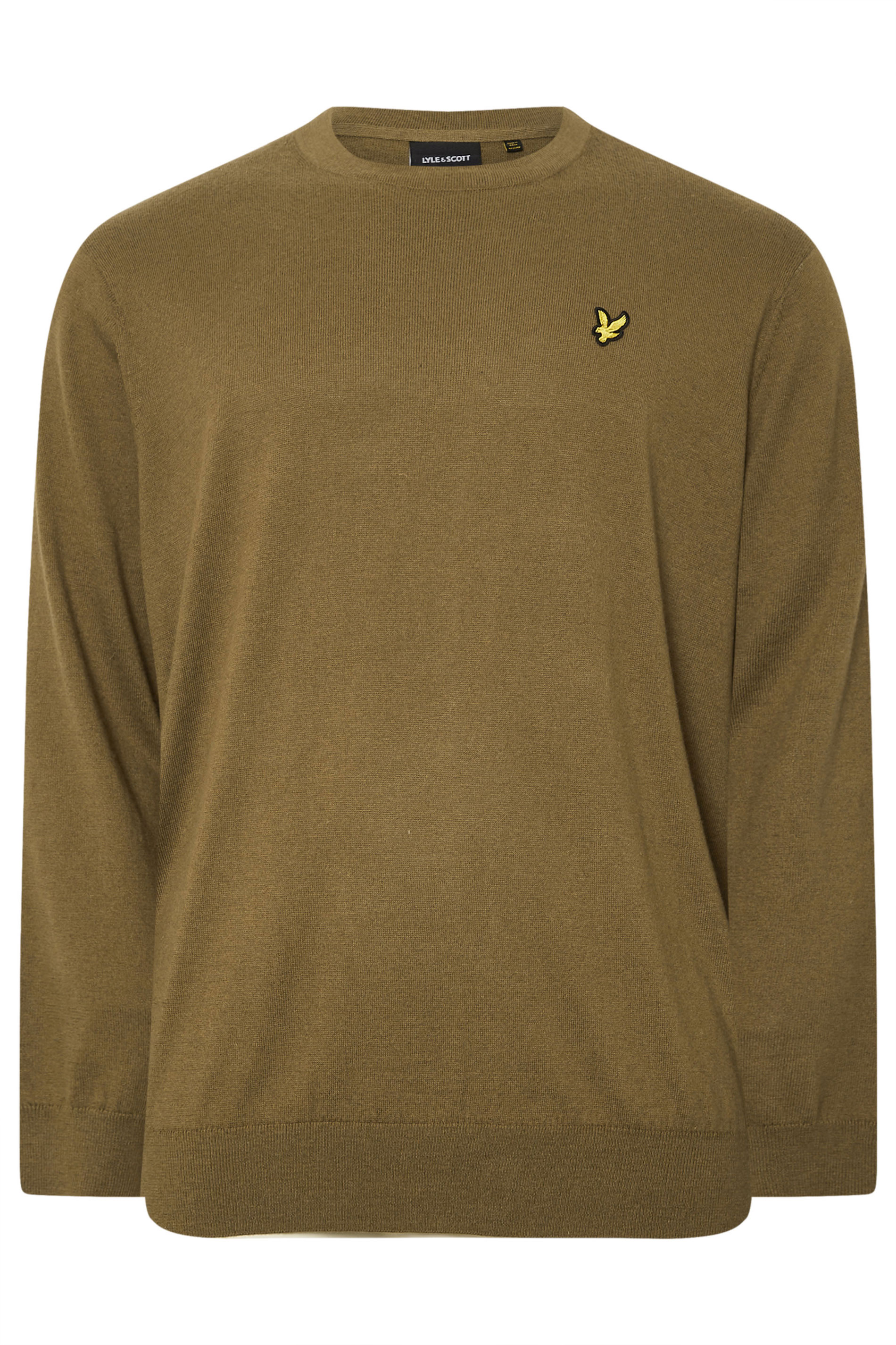 LYLE & SCOTT Big & Tall Brown Cotton Merino Crew Neck Jumper | BadRhino 3