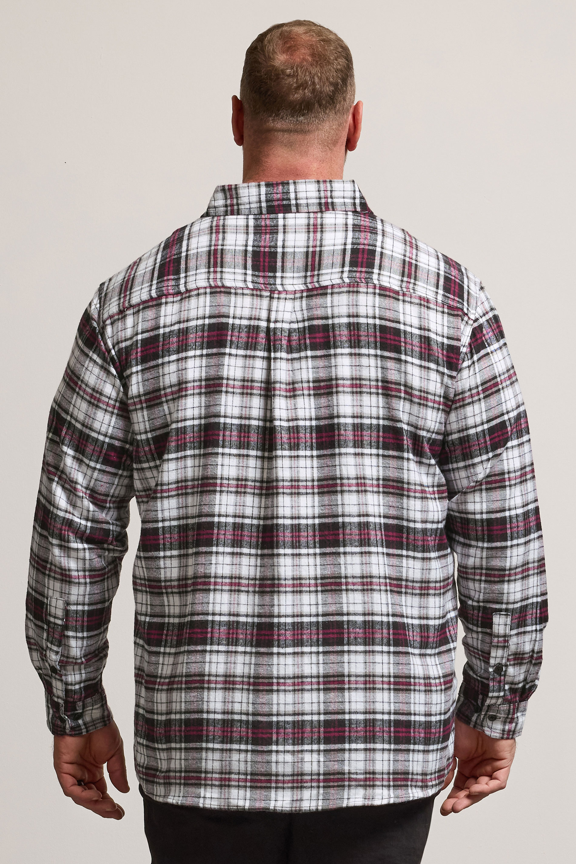 BadRhino Big & Tall Black Check Print Long Sleeve Flannel Shirt | BadRhino 3