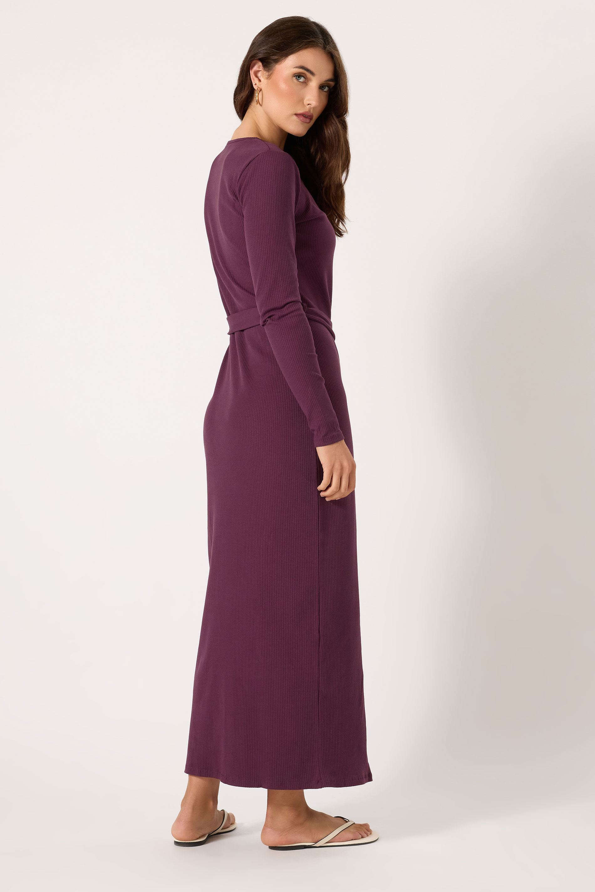 LTS Tall Burgundy Red Ribbed Button Maxi Dress | Long Tall Sally 3