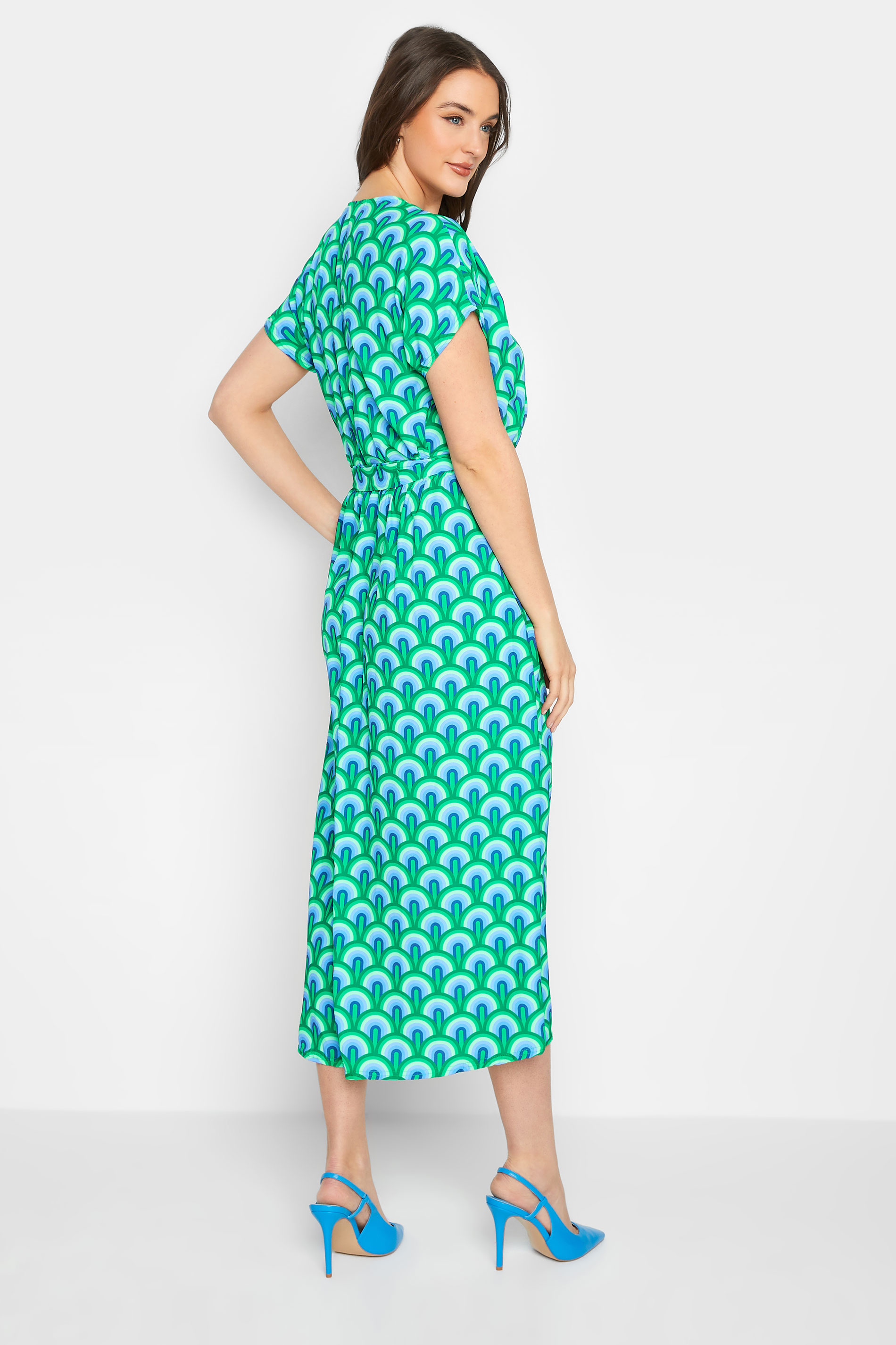 LTS Tall Women's Green Geometric Print Wrap Dress | Long Tall Sally 2