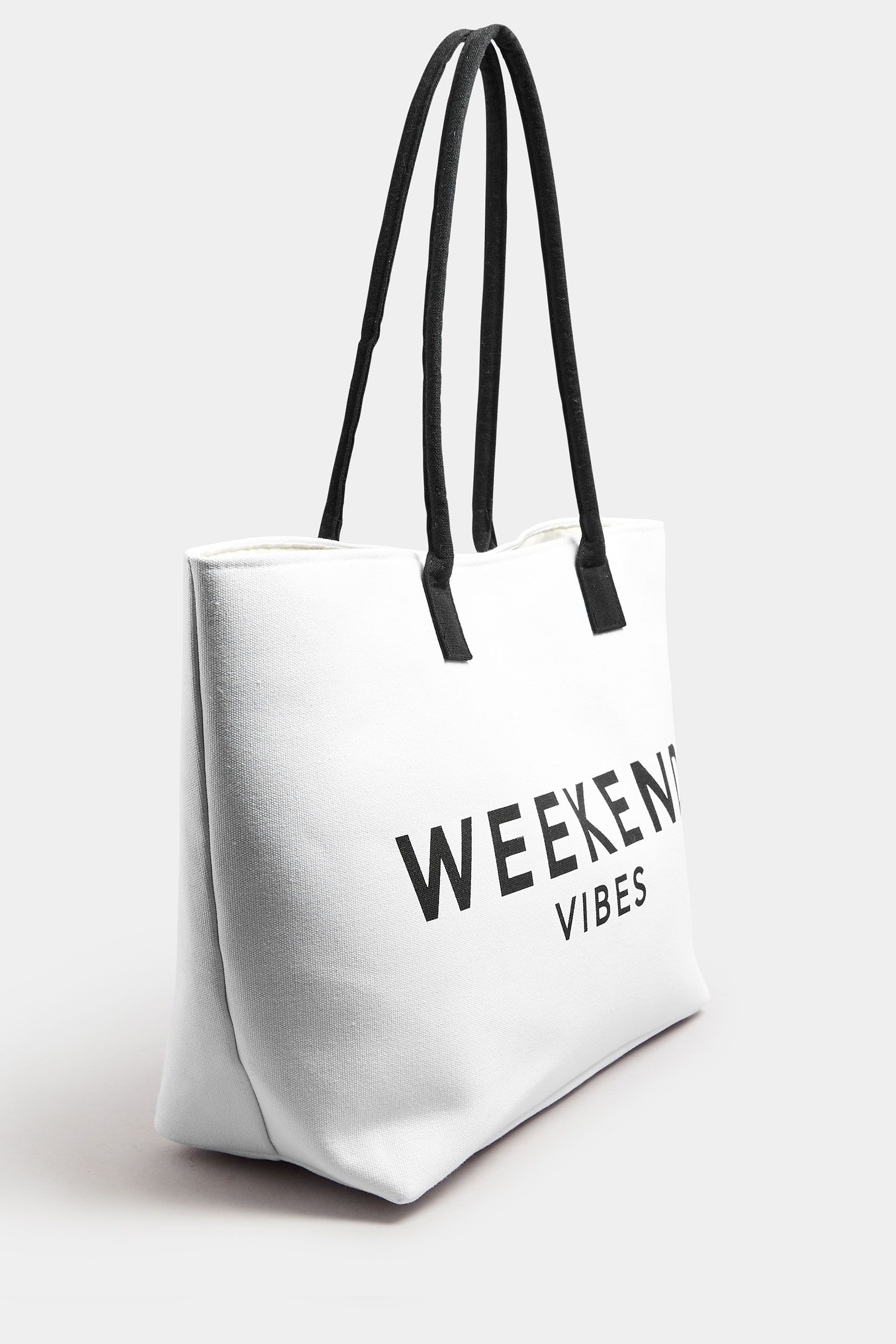White 'Weekend Vibes' Tote Bag | Yours Clothing 2