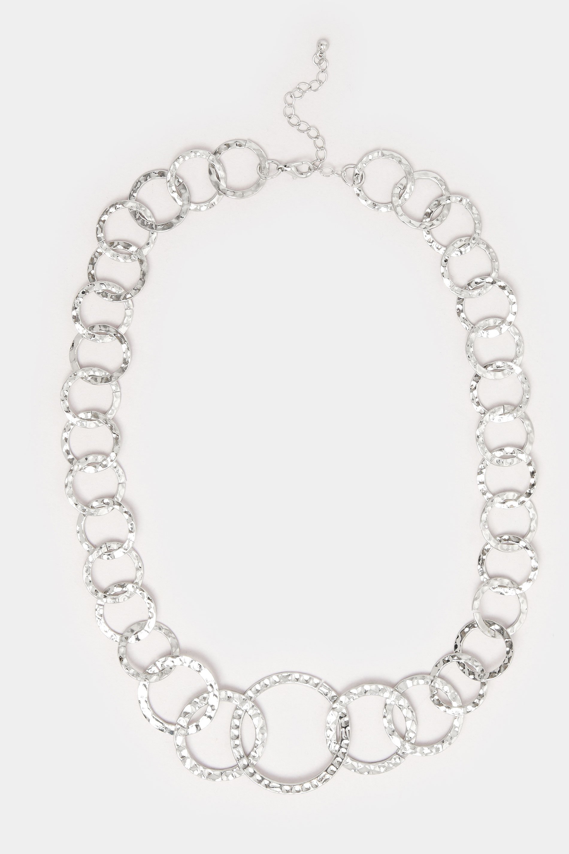 Silver Tone Hammered Ring Statement Necklace | Yours Clothing  2
