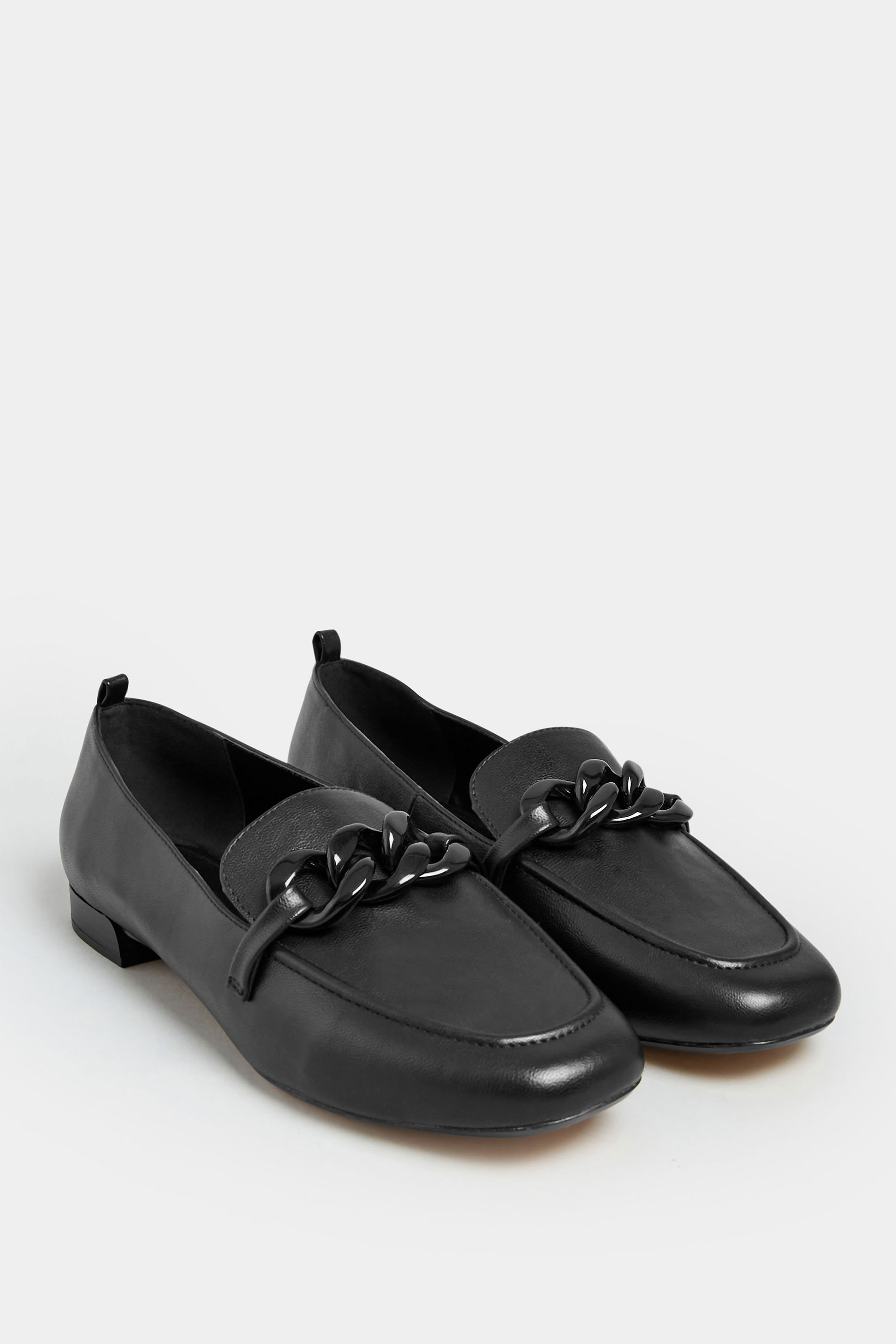 LIMITED COLLECTION Black Chain Loafers In Wide E Fit | Yours Clothing 2