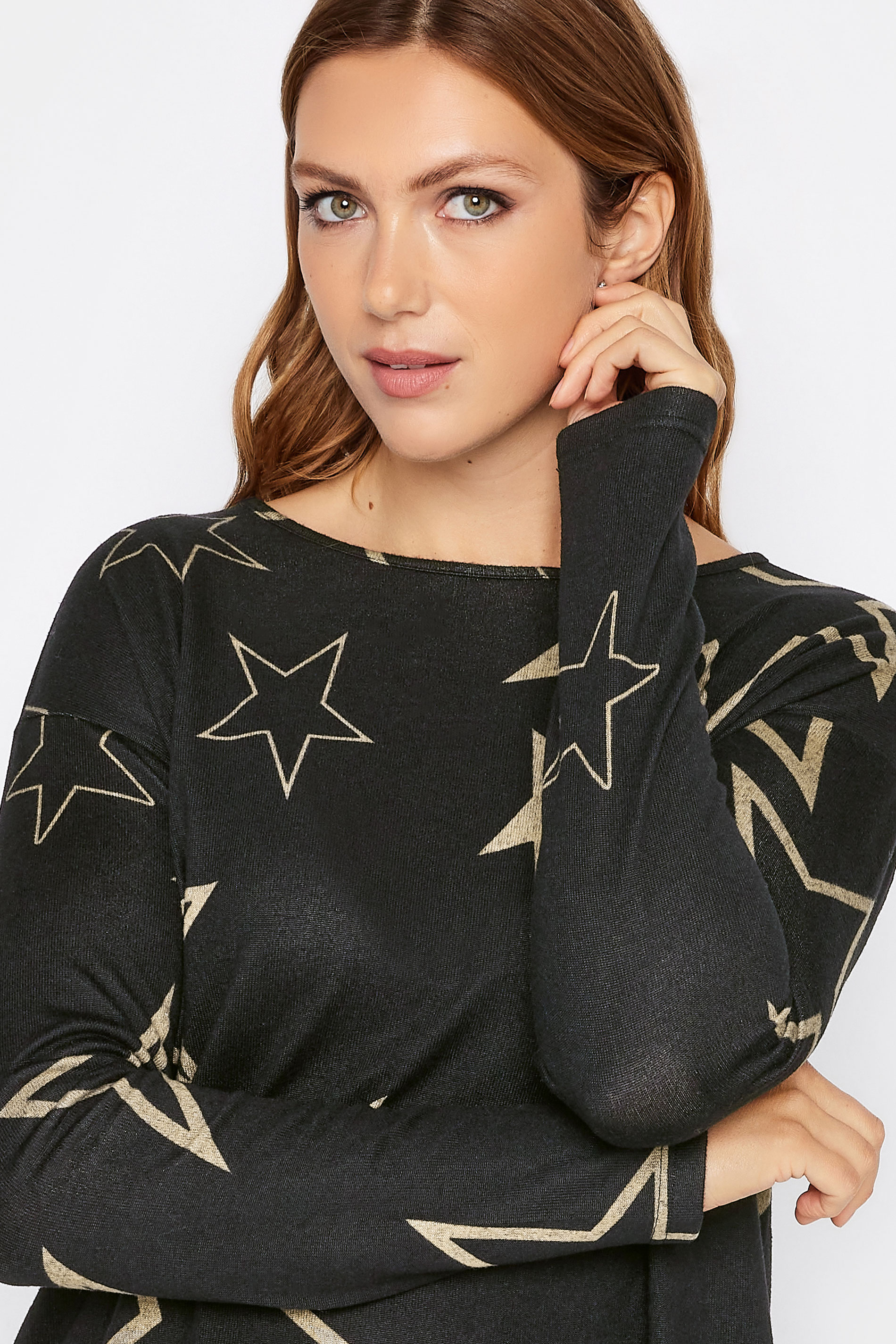 LTS Tall Black Star Print Drop Shoulder Jumper | Long Tall Sally  4