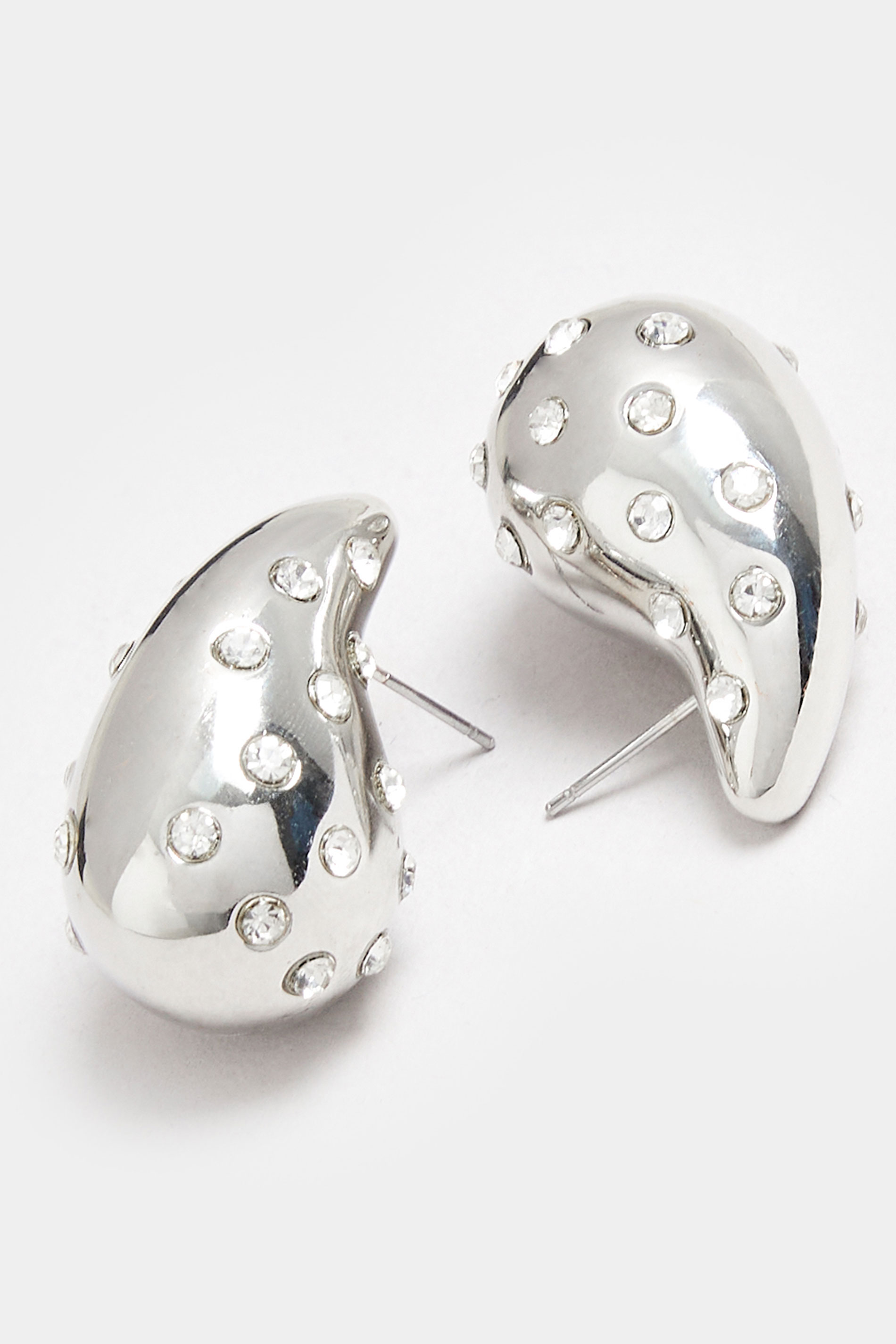 Silver Tone Diamante Teardrop Earrings | Yours Clothing 3