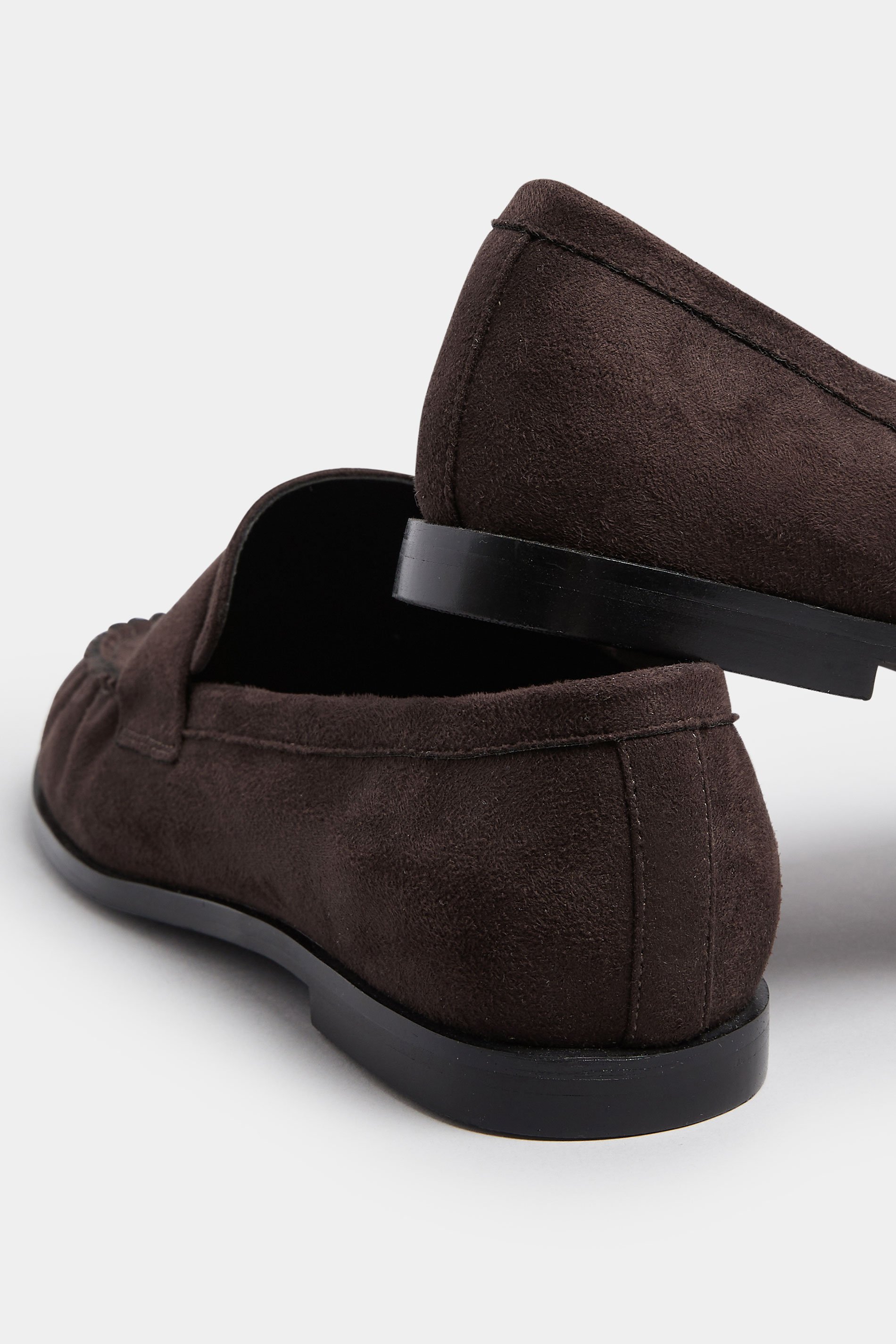 LTS Chocolate Brown Faux Suede Tassel Flat Loafers | Long Tall Sally 4