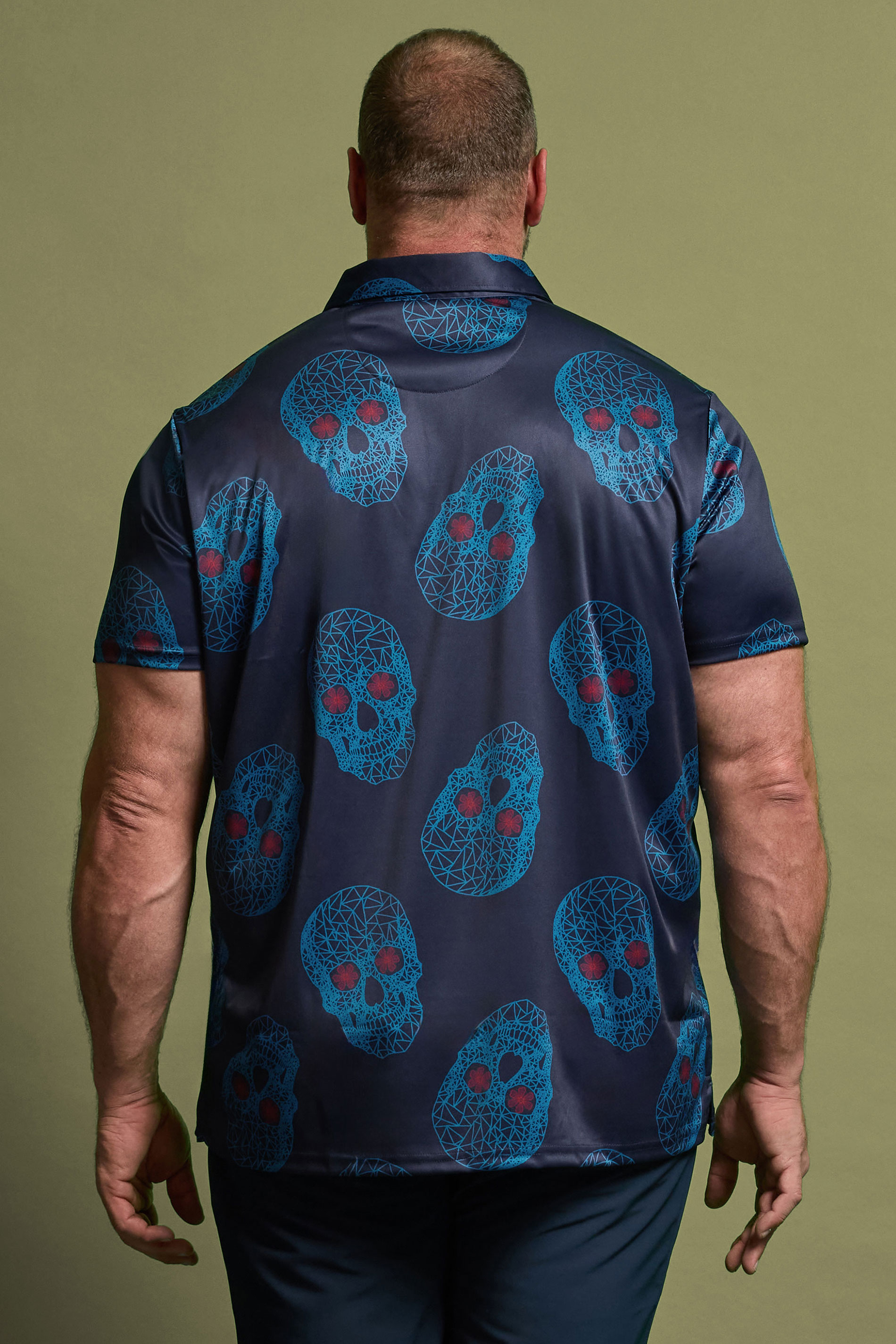 BadRhino Golf Big & Tall Navy Blue Skull Print Polo Shirt | BadRhino 3