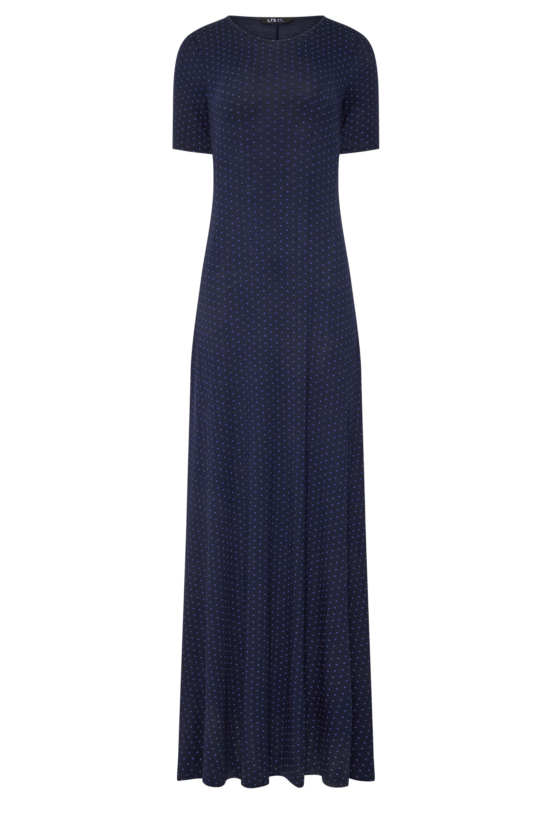 LTS Tall Women's Navy Blue Polka Dot Short Sleeve Maxi Dress | Long Tall Sally 1