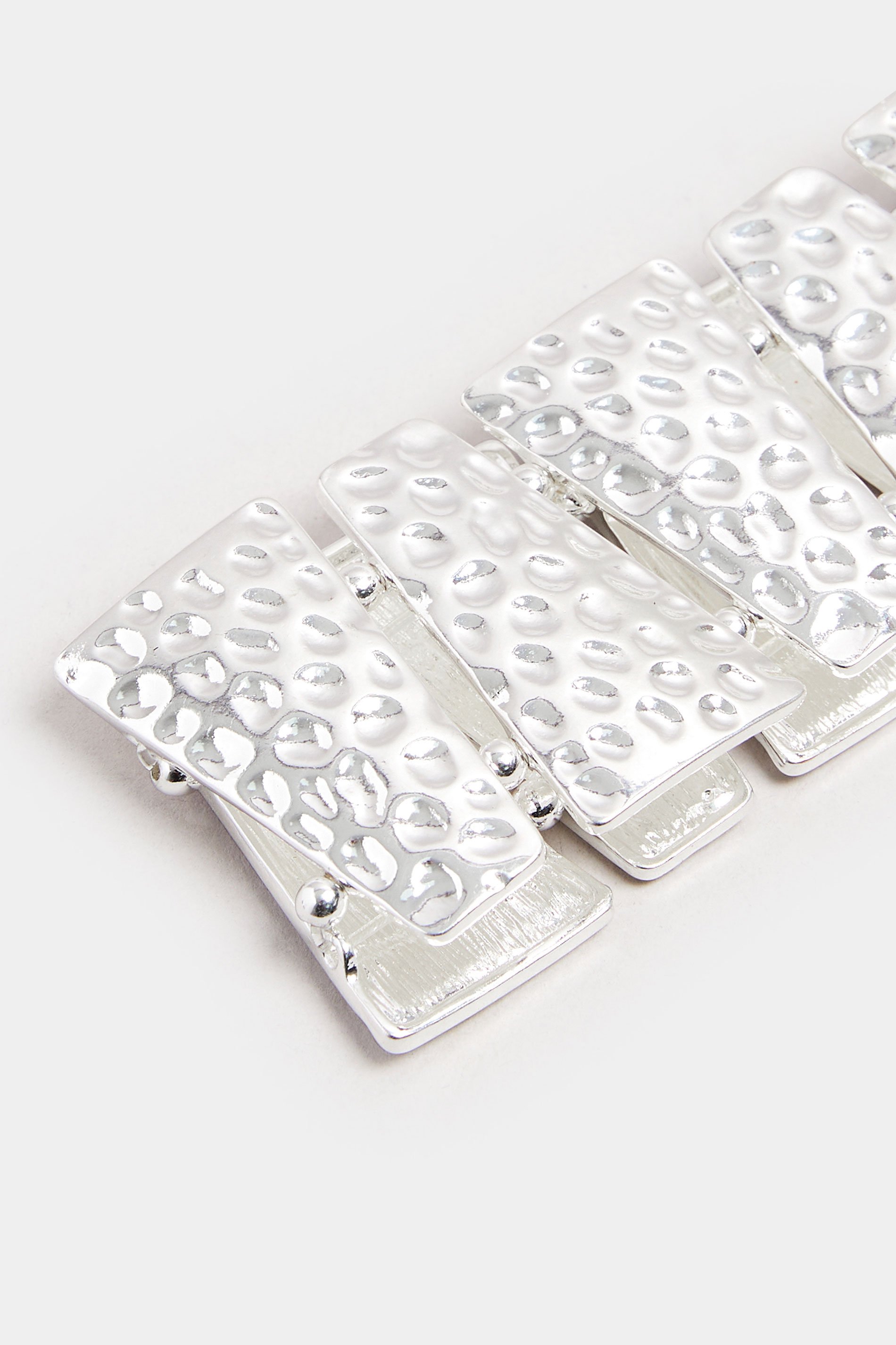 Silver Tone Textured Stretch Bracelet | Yours Clothing 3