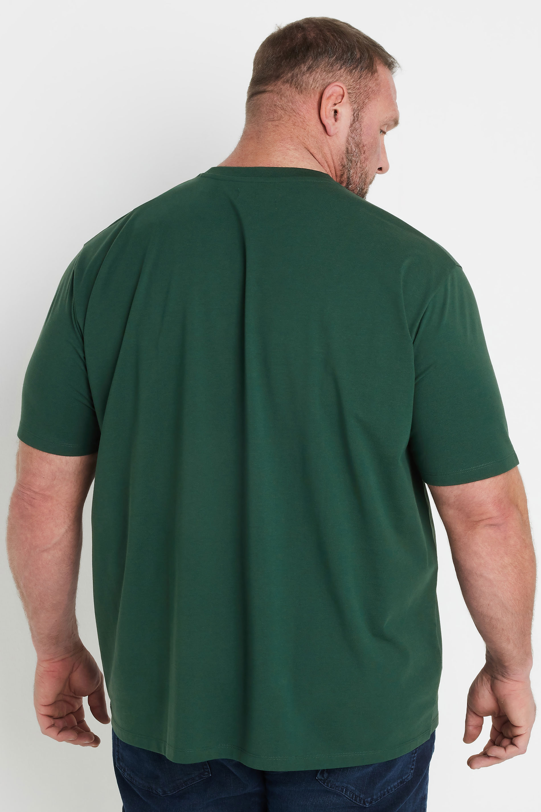 BadRhino Big & Tall Dark Green Soft Touch Relaxed Fit T-Shirt | BadRhino 4