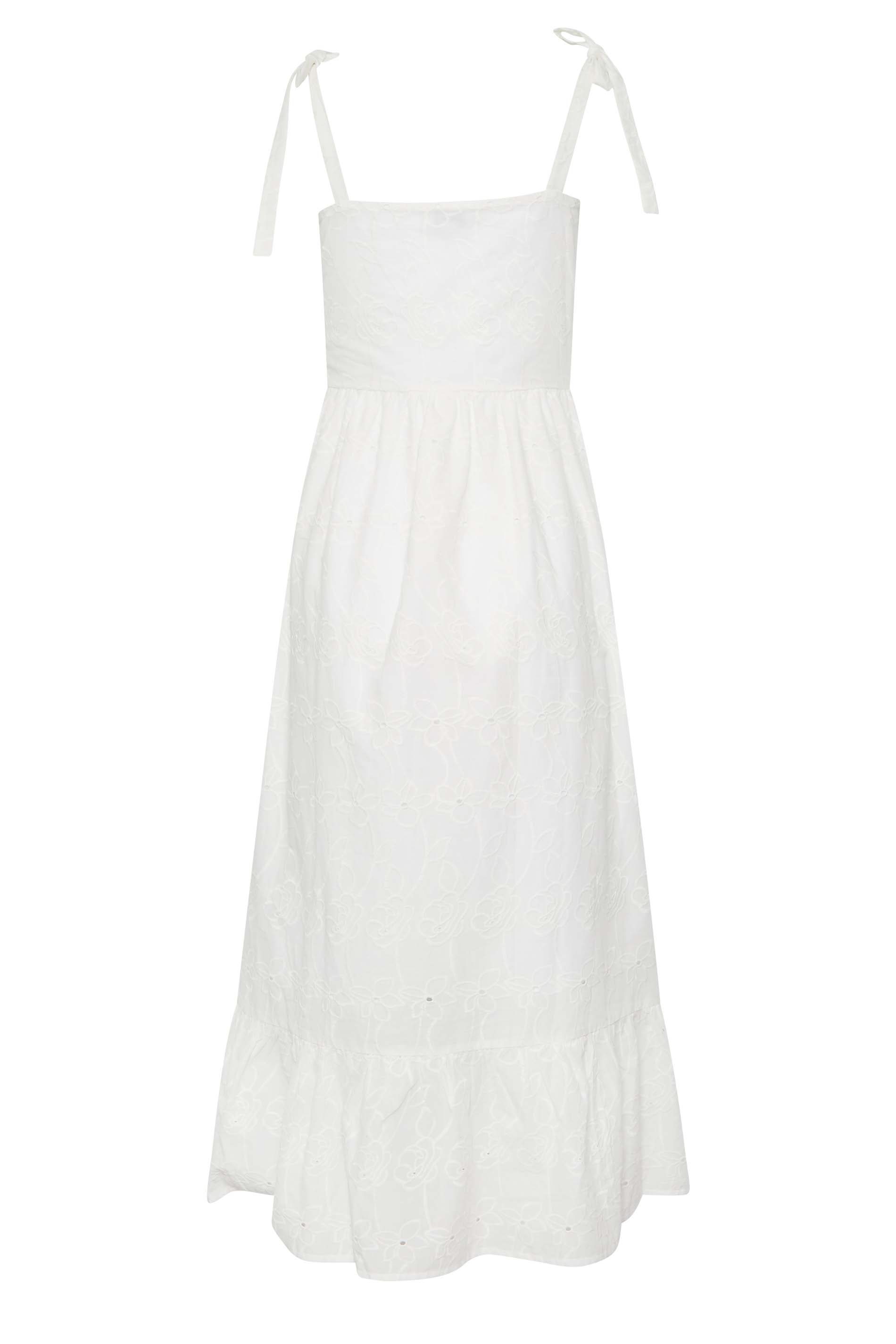 LTS Tall White Floral Broderie Anglaise Midaxi Sundress | Long Tall Sally 8