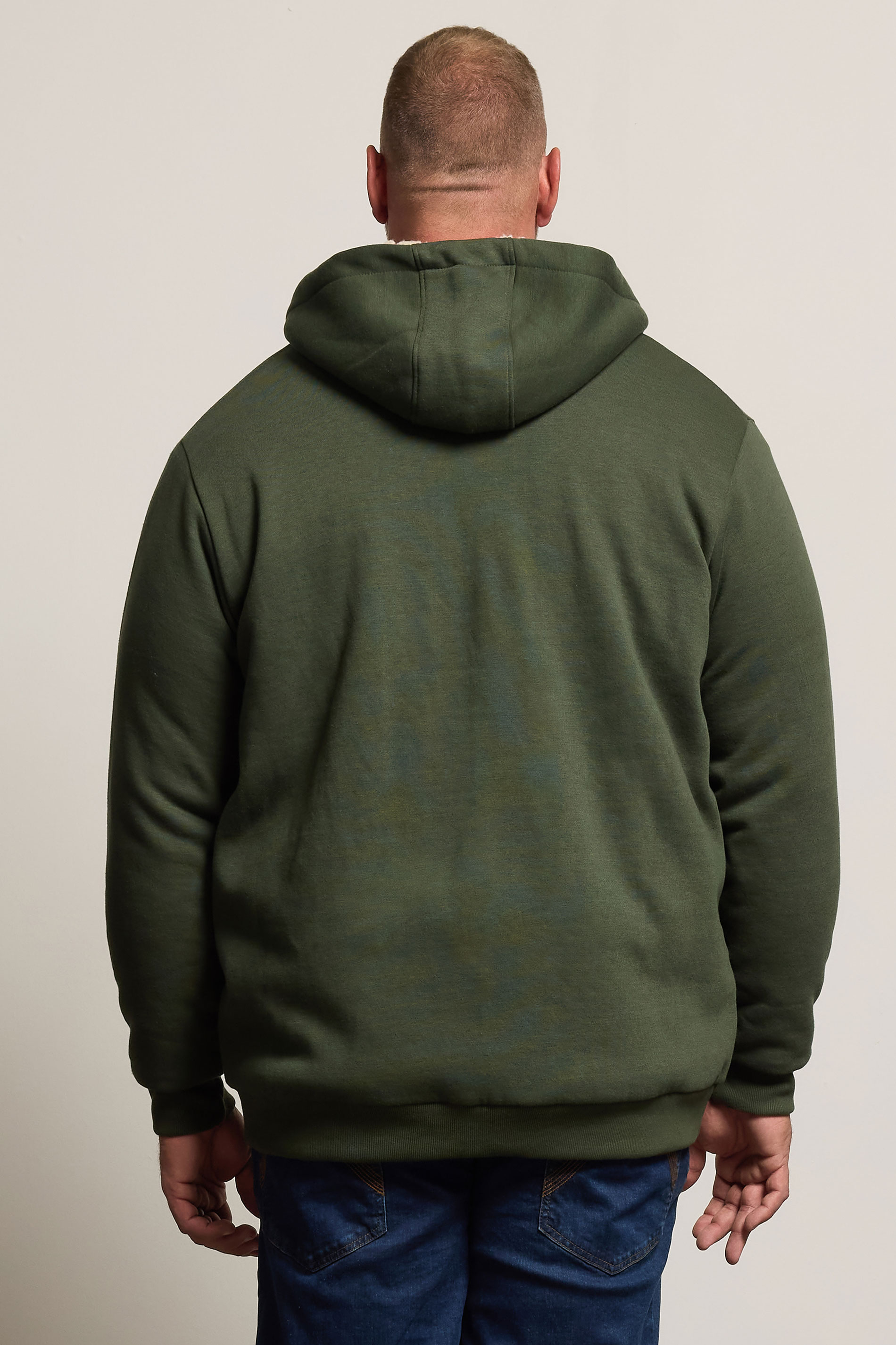 BadRhino Big & Tall Dark Green Borg Lined Zip Through Hoodie | BadRhino 3