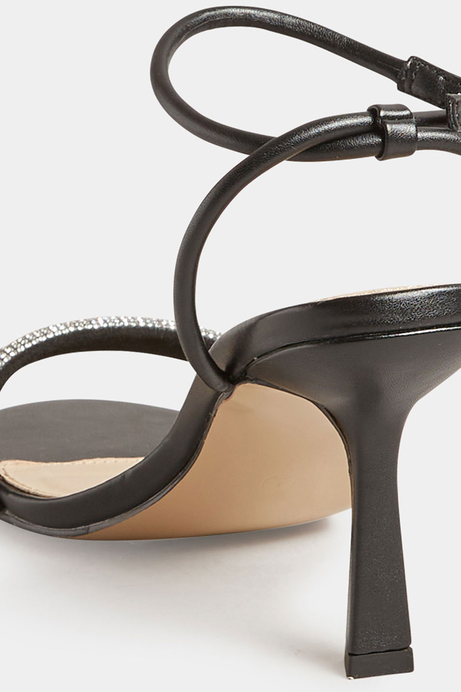 LTS Black Diamante Heel Sandal in Standard Fit | Long Tall Sally 4
