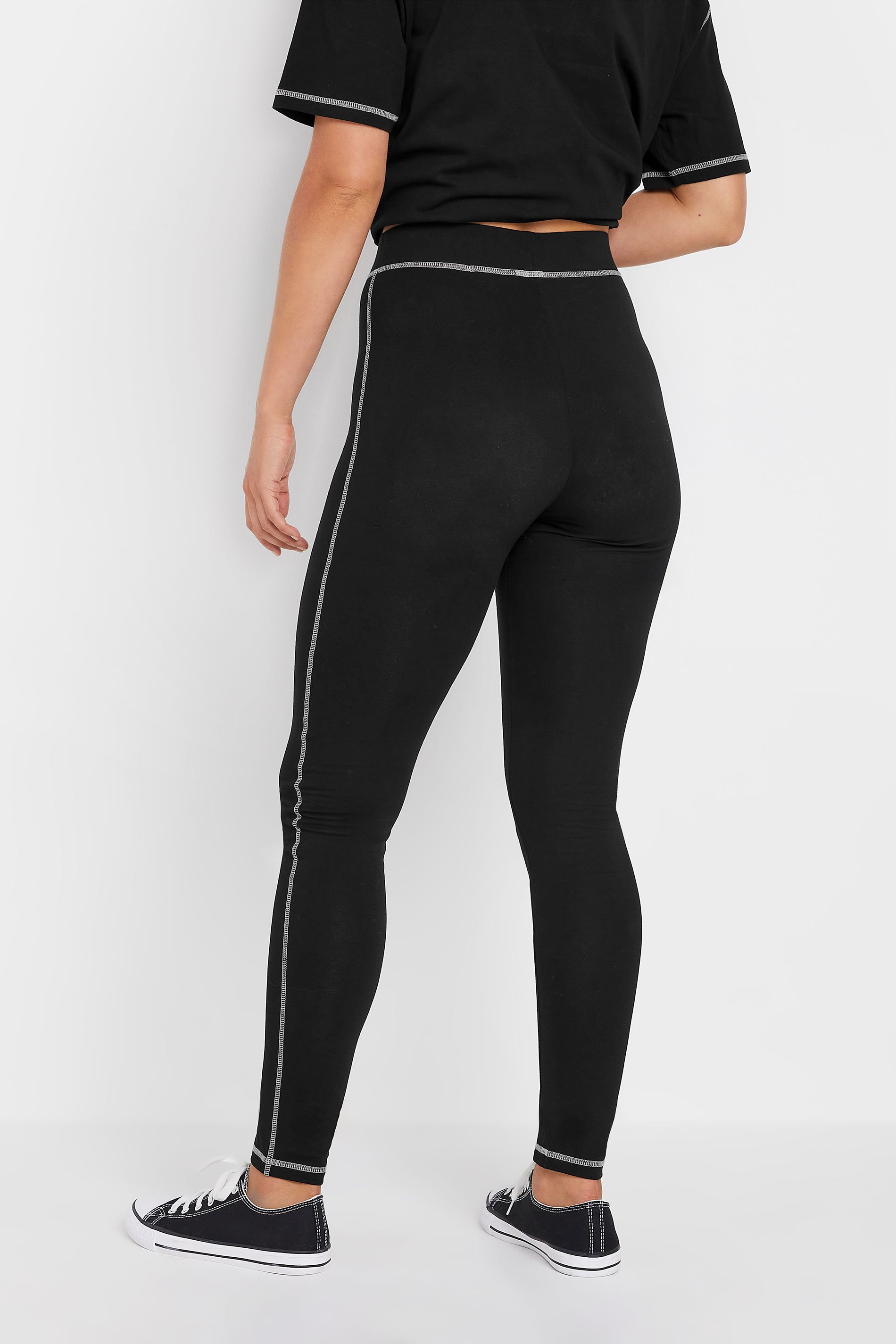 LTS Tall Black Contrast Stitch Leggings & T-Shirt Set | Long Tall Sally 4