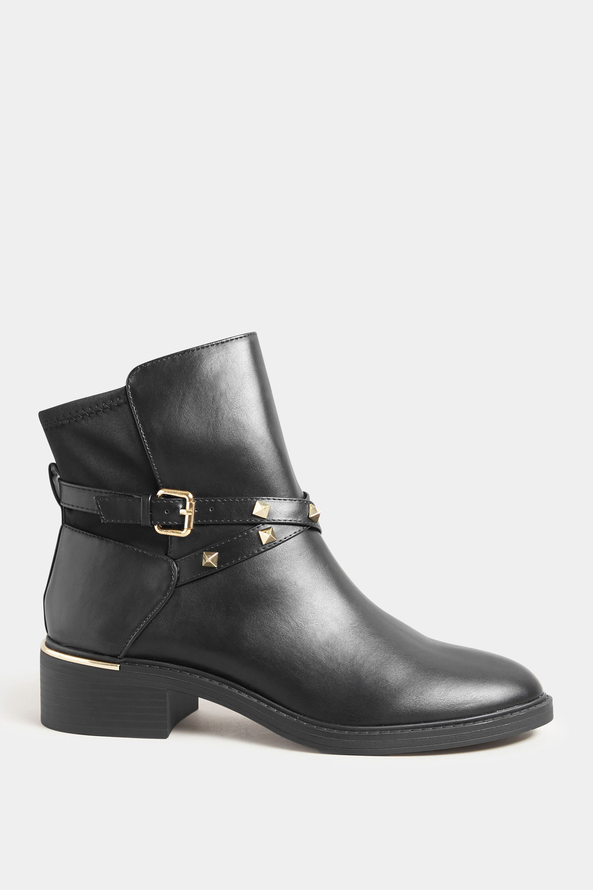 LTS Black & Gold Hardware Chelsea Boots In Standard Fit | Long Tall Sally 3