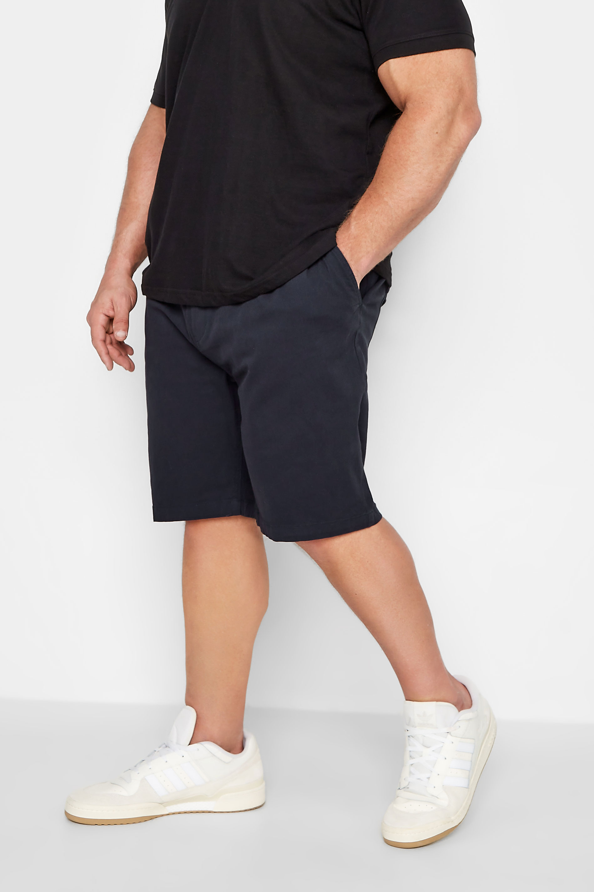 D555 Big & Tall Navy Blue Stretch Shorts | BadRhino 1