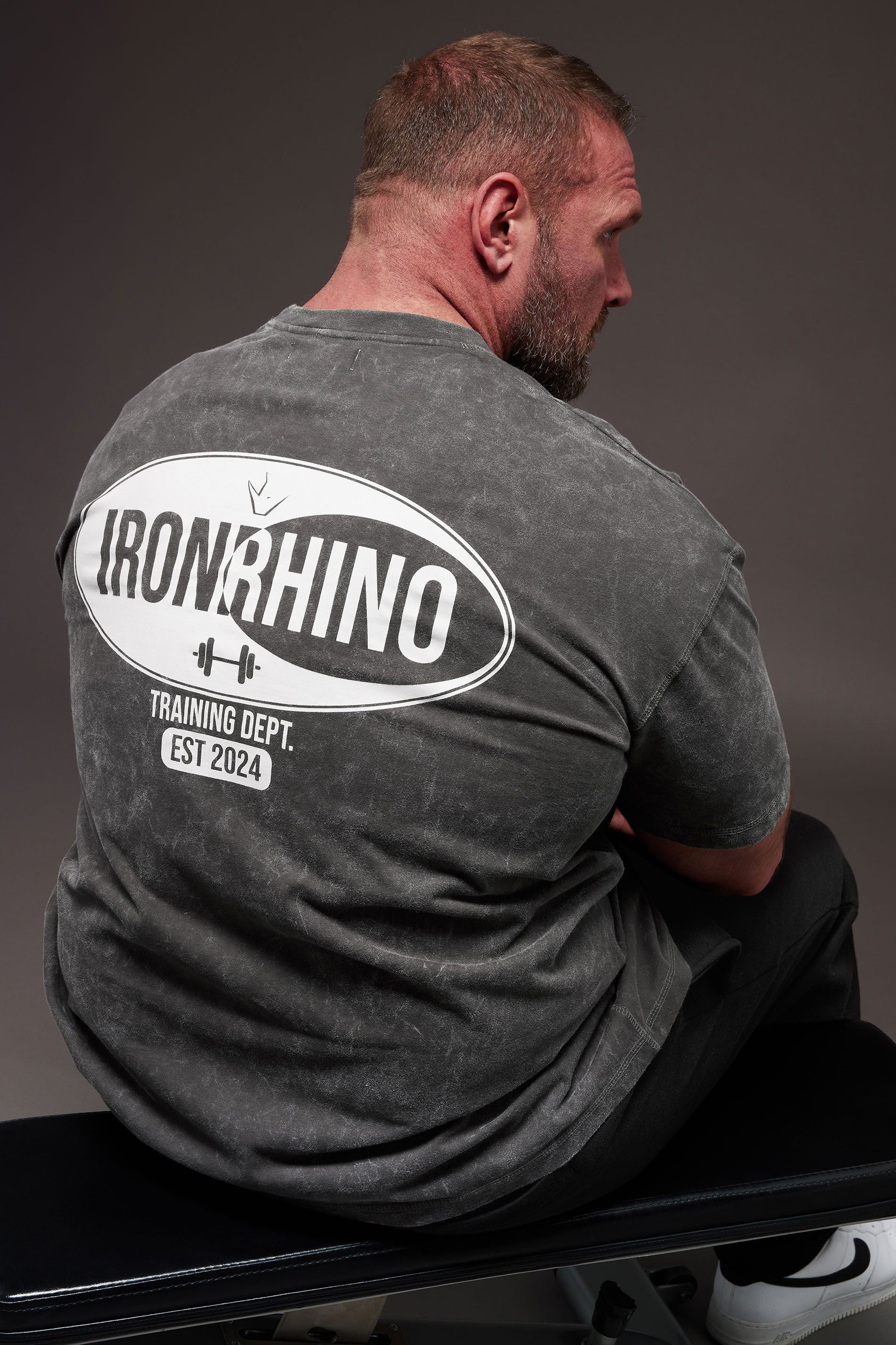 IronRhino Big & Tall Grey 'Training Dept' Acid Wash T-Shirt | BadRhino 1