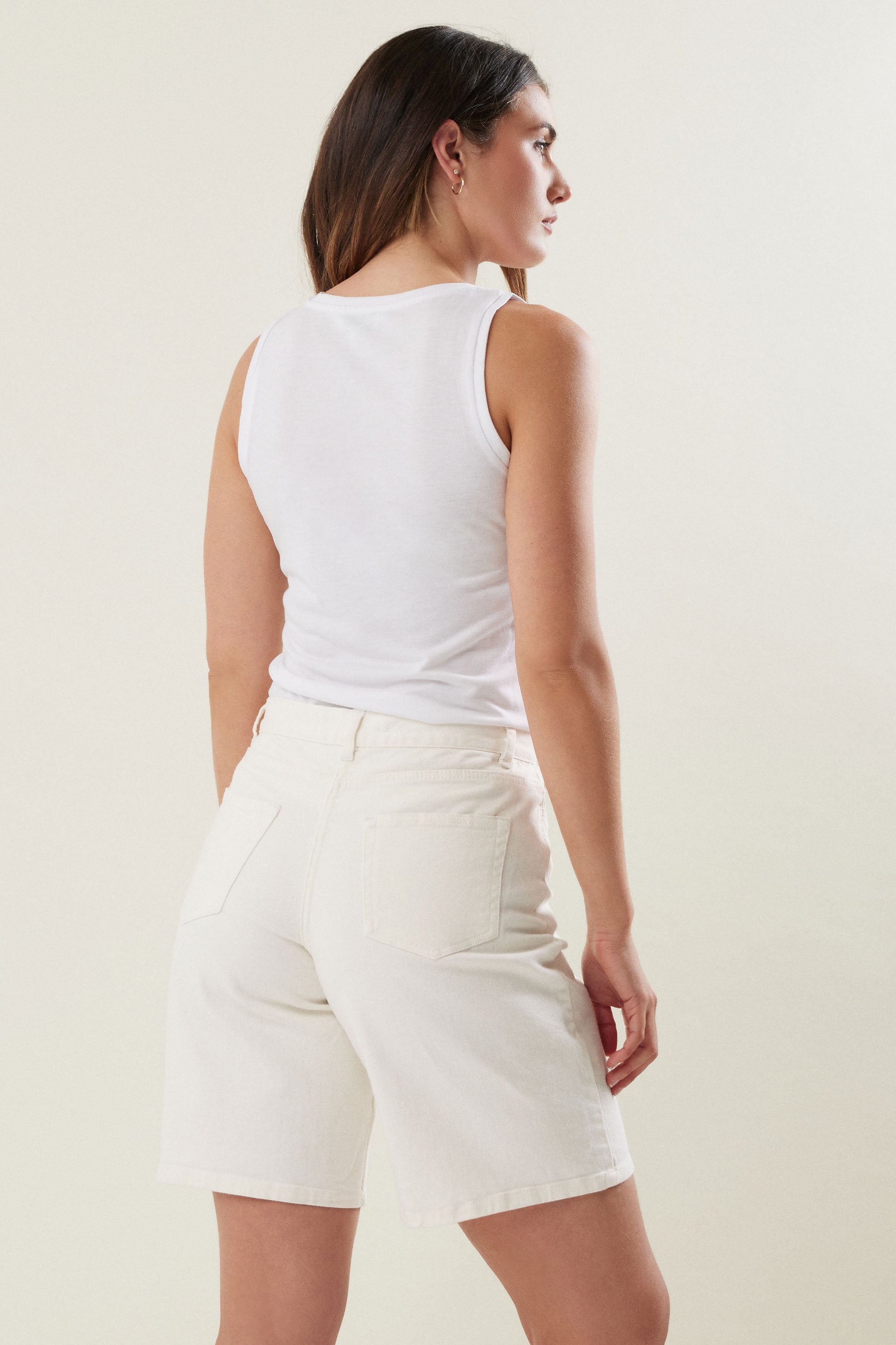 LTS Tall White Denim Bermuda Shorts | Long Tall Sally 4
