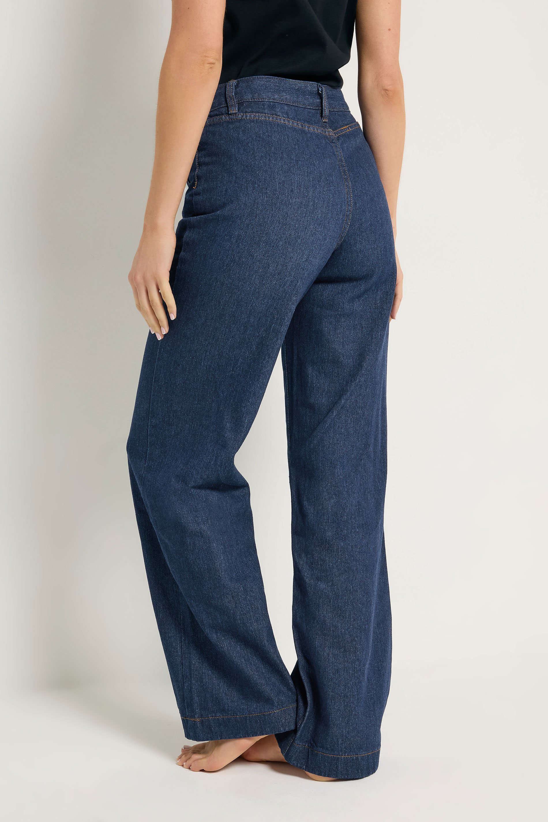 LTS Tall Womens Indigo Blue Pocket Detail Wide Leg Jeans | Long Tall Sally 4