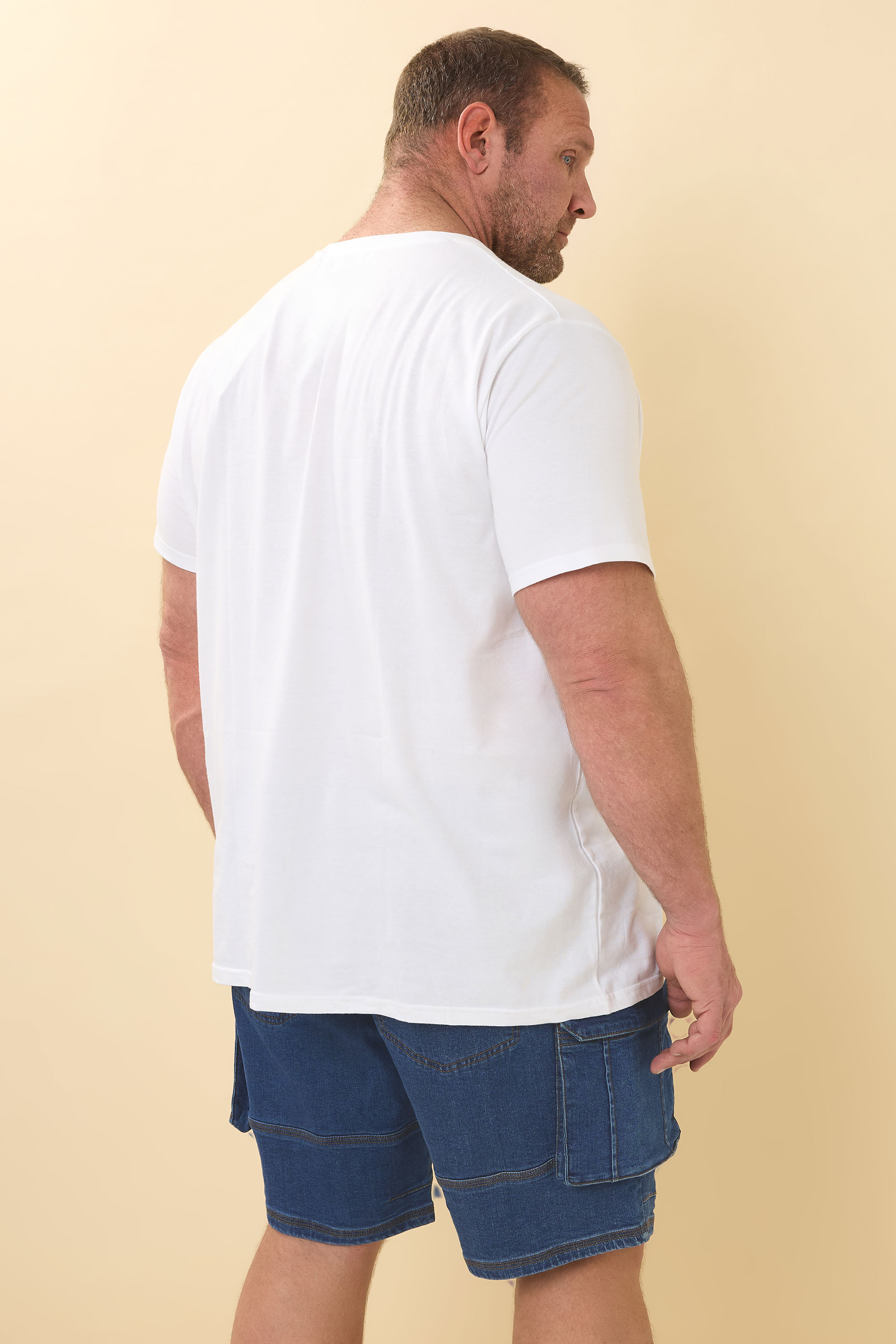 BadRhino Big & Tall Blue Elasticated Cargo Denim Shorts 3