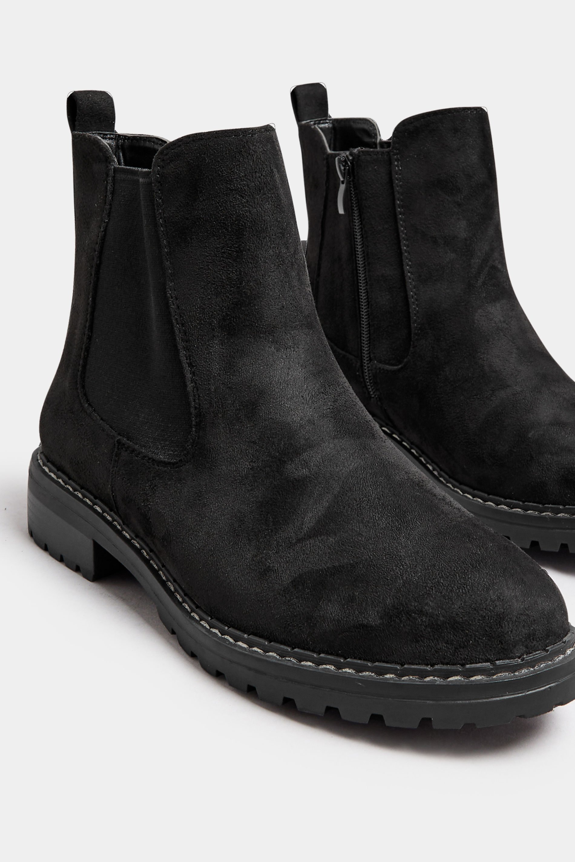 Black Faux Suede Chelsea Boots In Wide E & Extra Wide EEE Fit | Yours Clothing 5