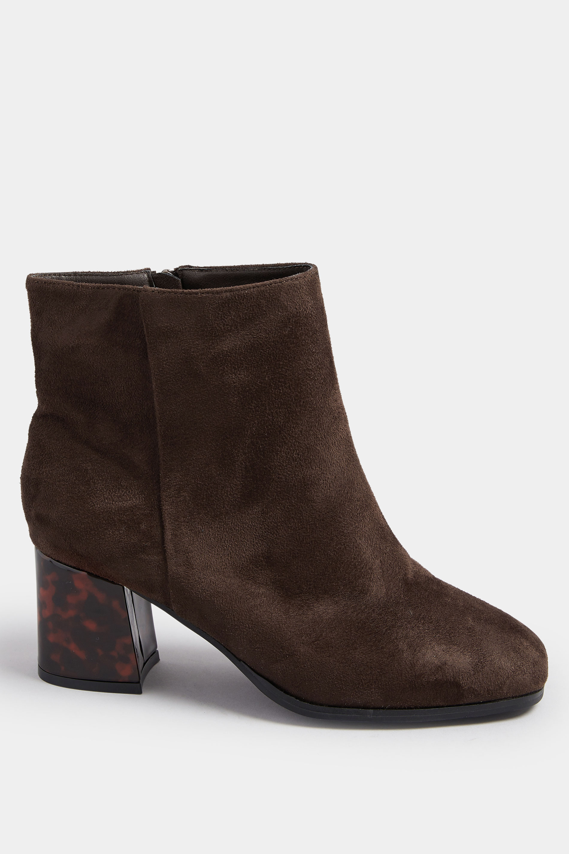 Chocolate Brown Tortoiseshell Block Heel Boots In Extra Wide EEE Fit | Yours Clothing 3